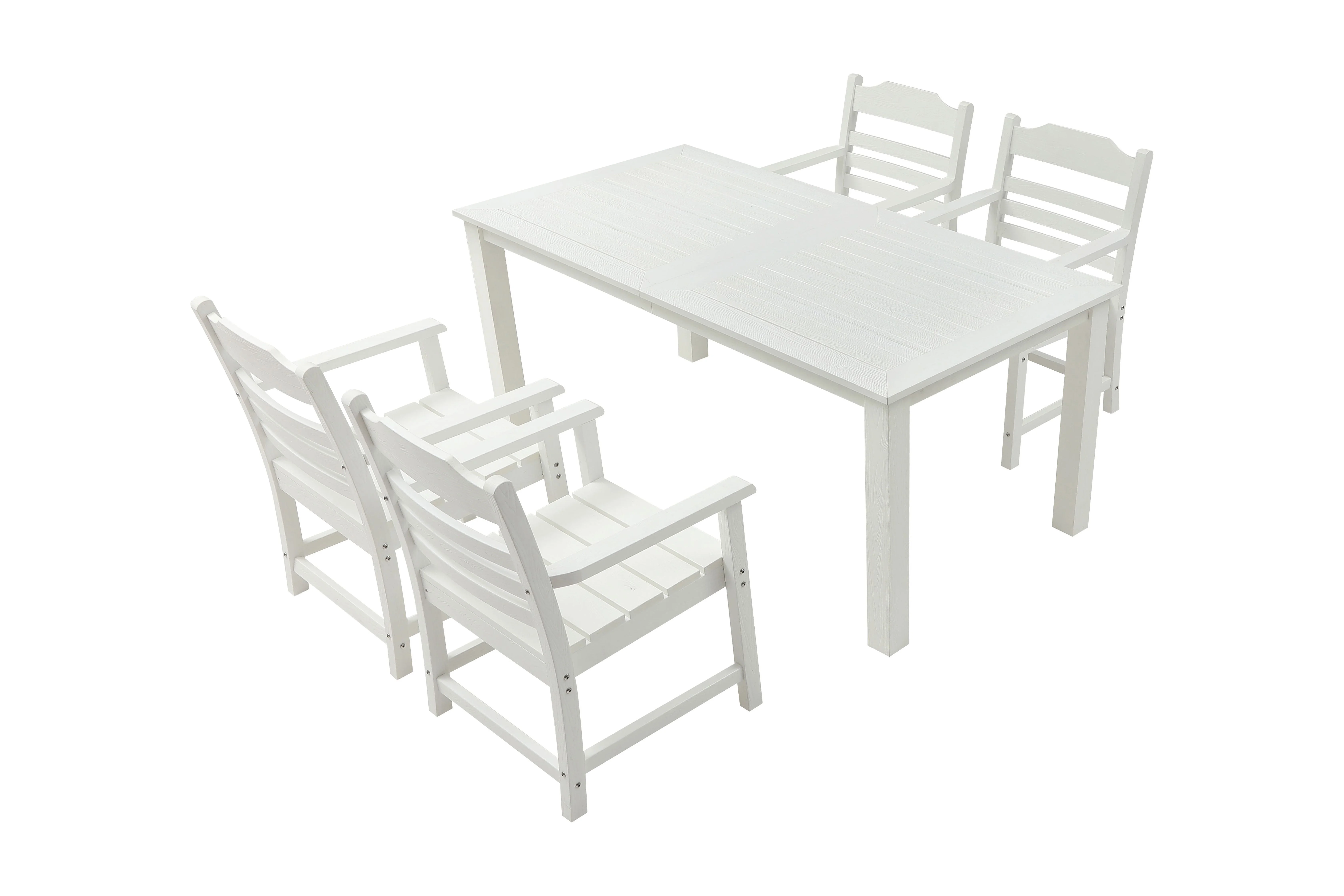 Homiyad Patio Furniture Dining Chair and Table, 5 Pieces(4 dining chairs+1 dining table) Backyard Conversation Garden Poolside Balcony White