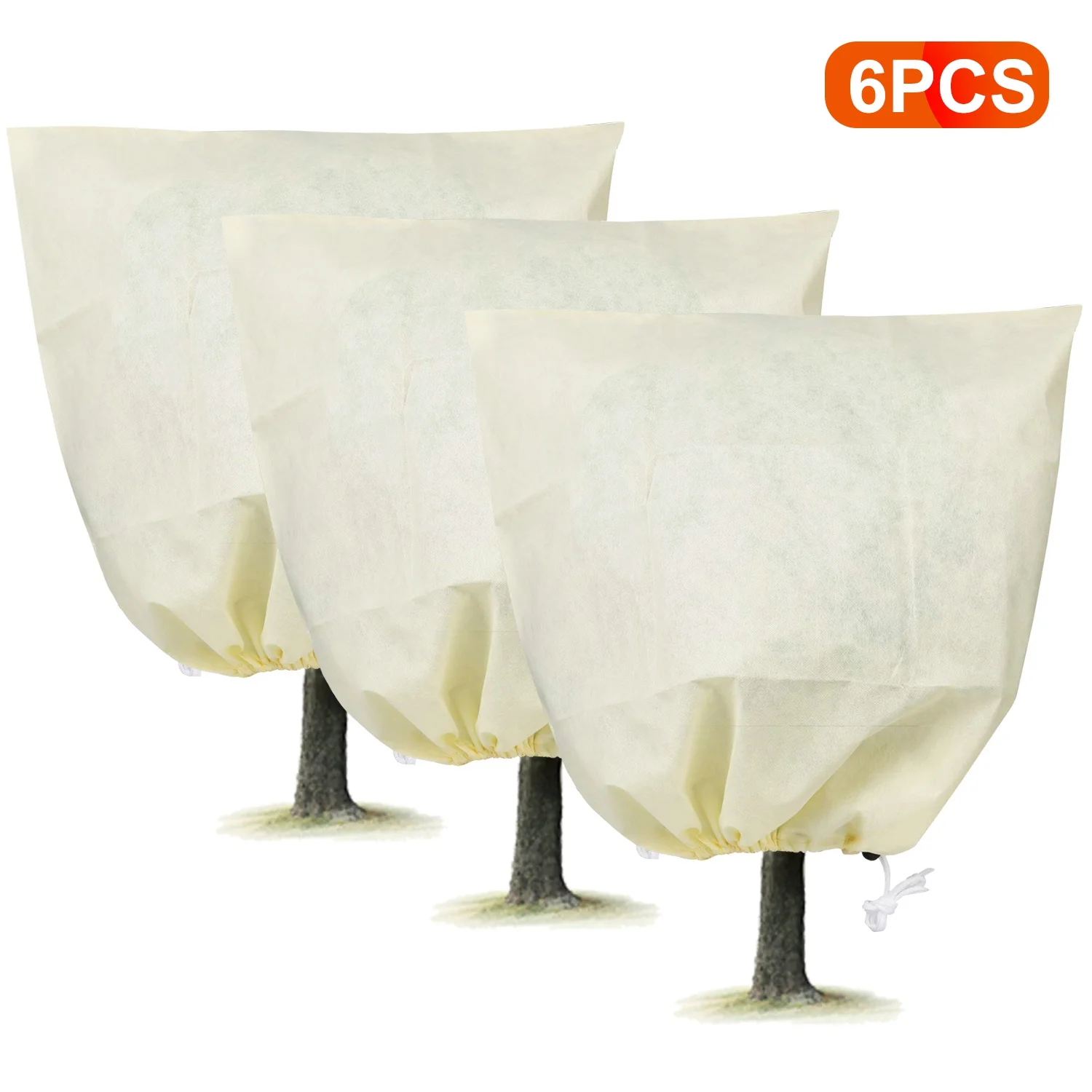 Plant Freeze Protector iMounTEK 6PCS Winter Plant Cover Bags with Drawstring Plant Covers 32.67x43.3in Reusable Non-Woven for Winter Outdoor Garden Plants