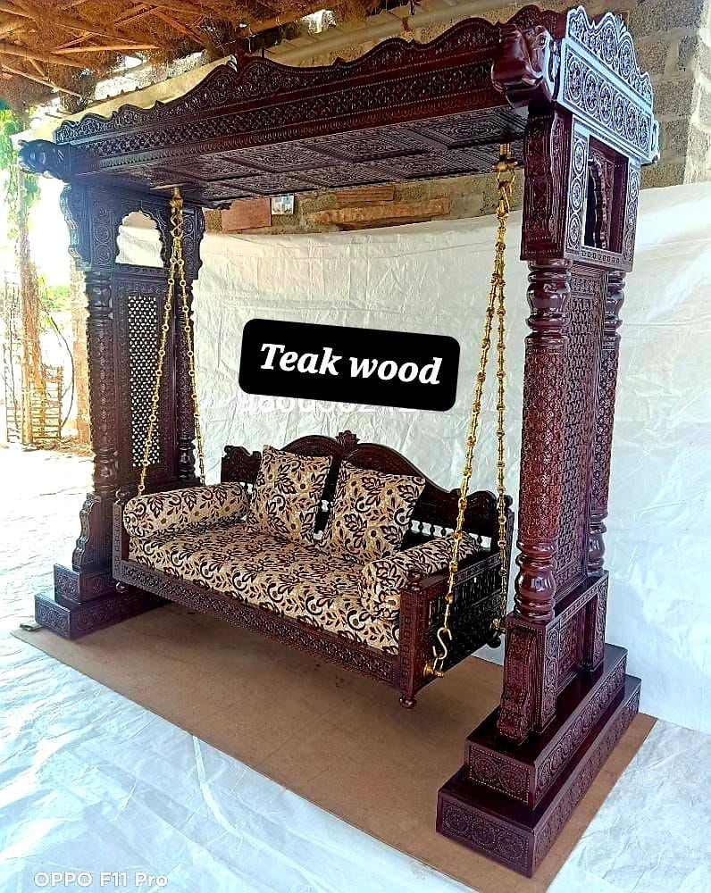 DUYAN Hand Carved Indian Elephant Swing