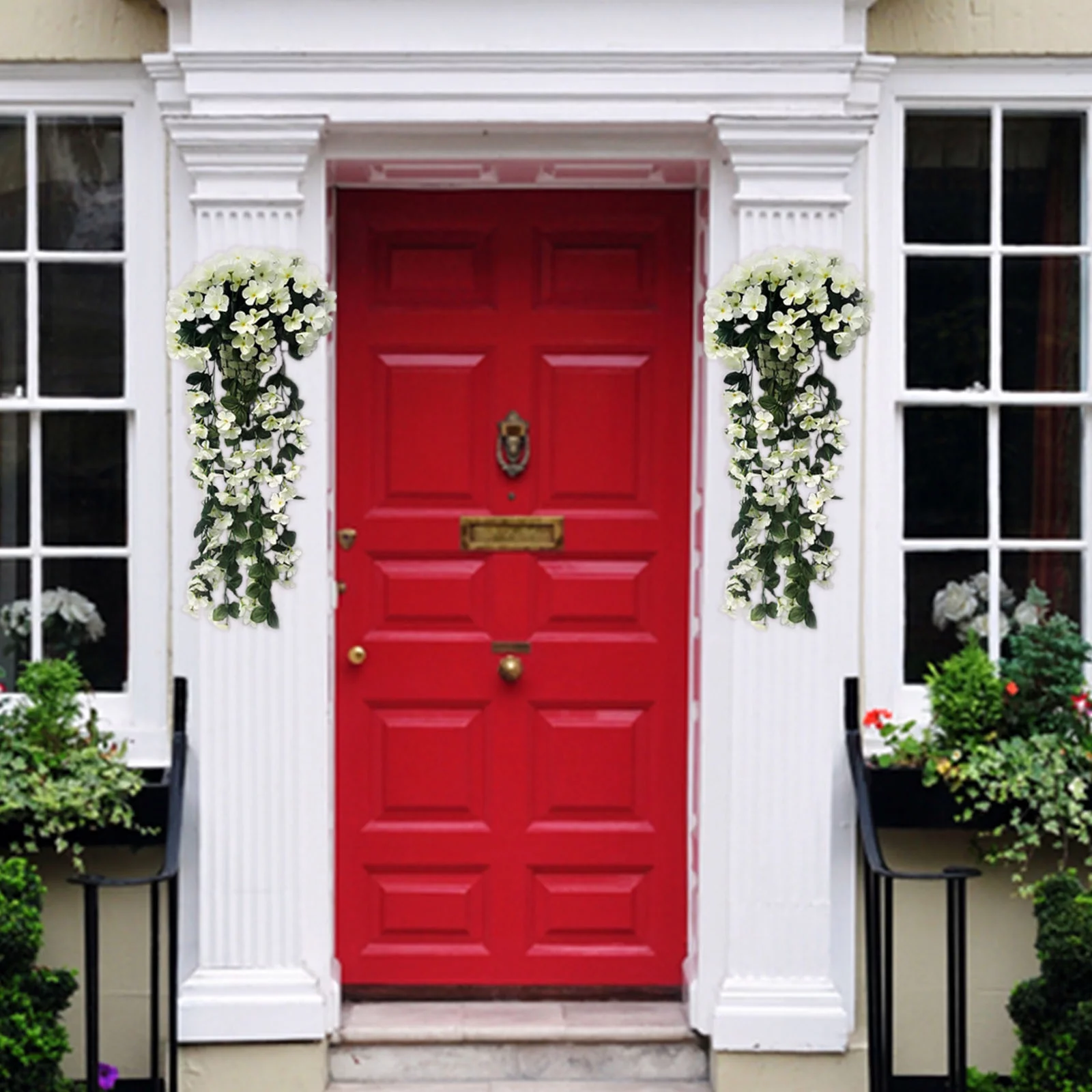 Wedding Flower 1 Pcs Artificial Vines Flower Wall Hanging Rattan Flower Home Decor For Wall Indoor Outdoor Hanging Baskets Wedding Garland Decor Hanging Basket Flowers Living Room