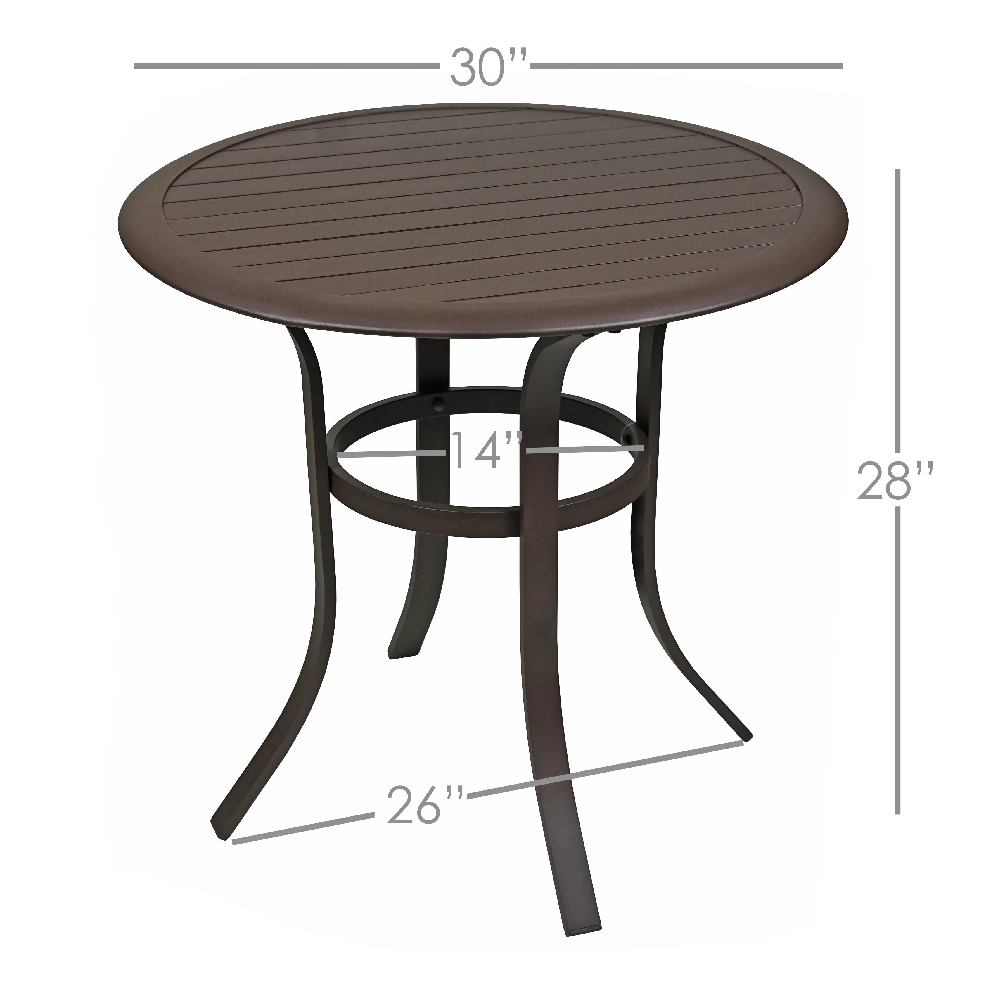 Bellevue Aluminum Slat-Top Bistro Table, 30-In.