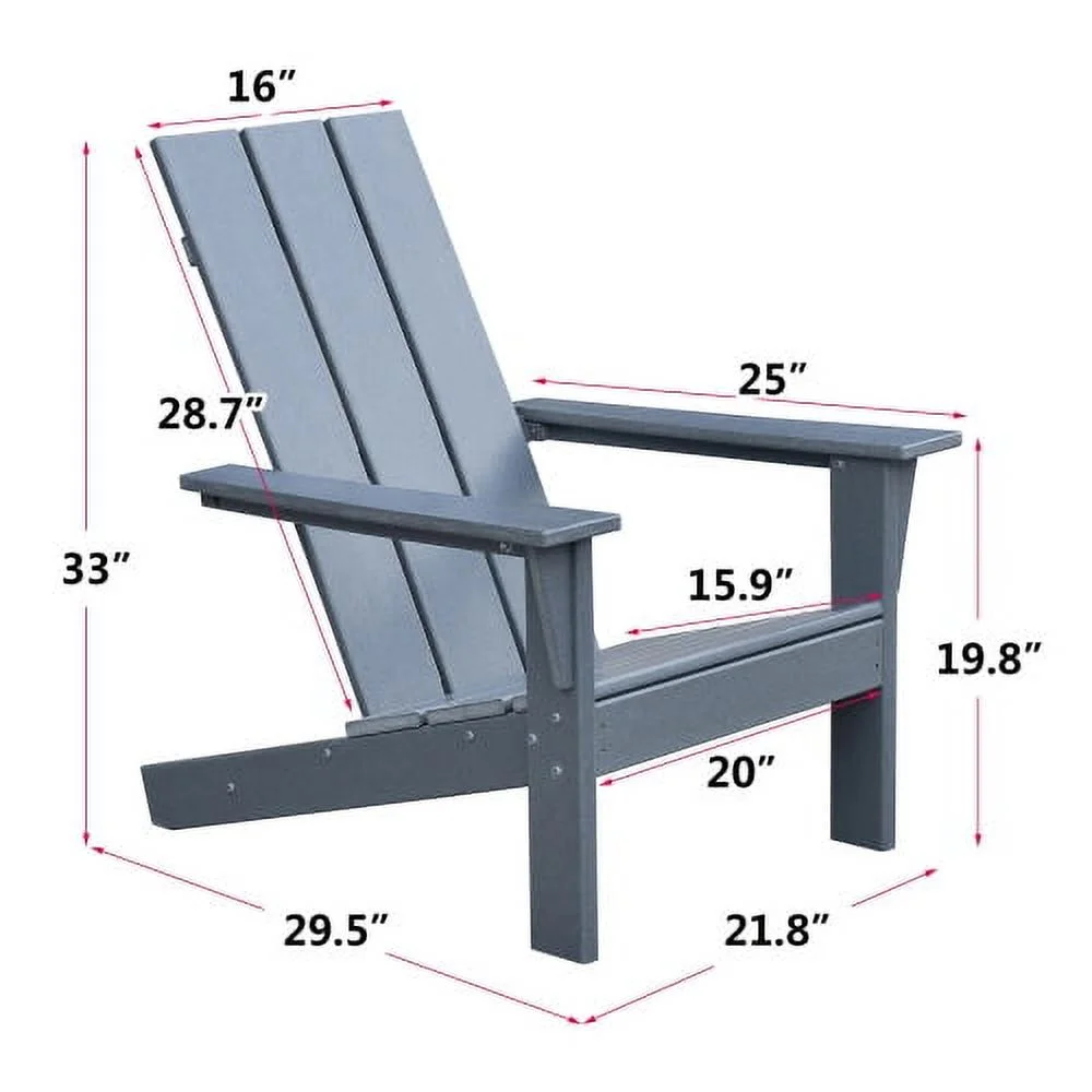 Buumin Patio All-Weather HDPE Resin Adirondack Chair,Dark Grey