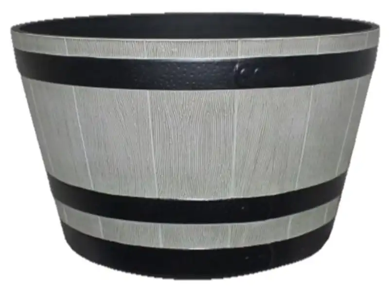 True Temper HDR-055488 Whiskey Barrel Planter, 22.24 Inch Round, Resin, Birchwood Gray