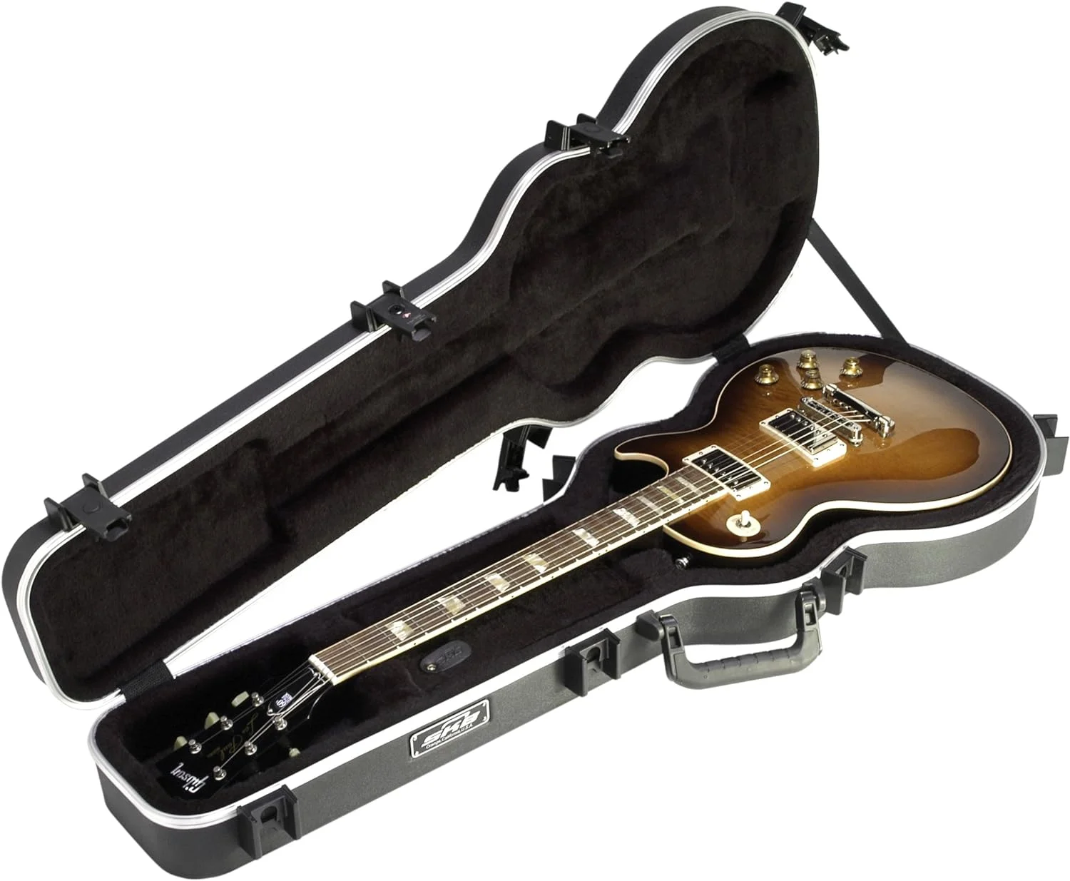 Cases Les Paul Guitar Hardshell Case With Arch Top Design, TSA Latch, Over-Molded Handle, Foam Interior, And Accessories Compartment
