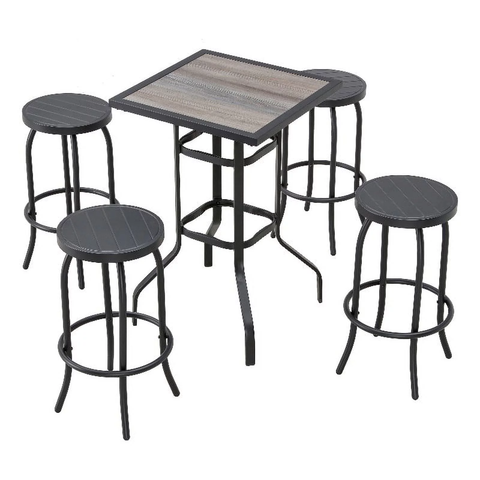 Patio Festival Metal 5-Piece Outdoor Bar Height Dining Set in Black Finish