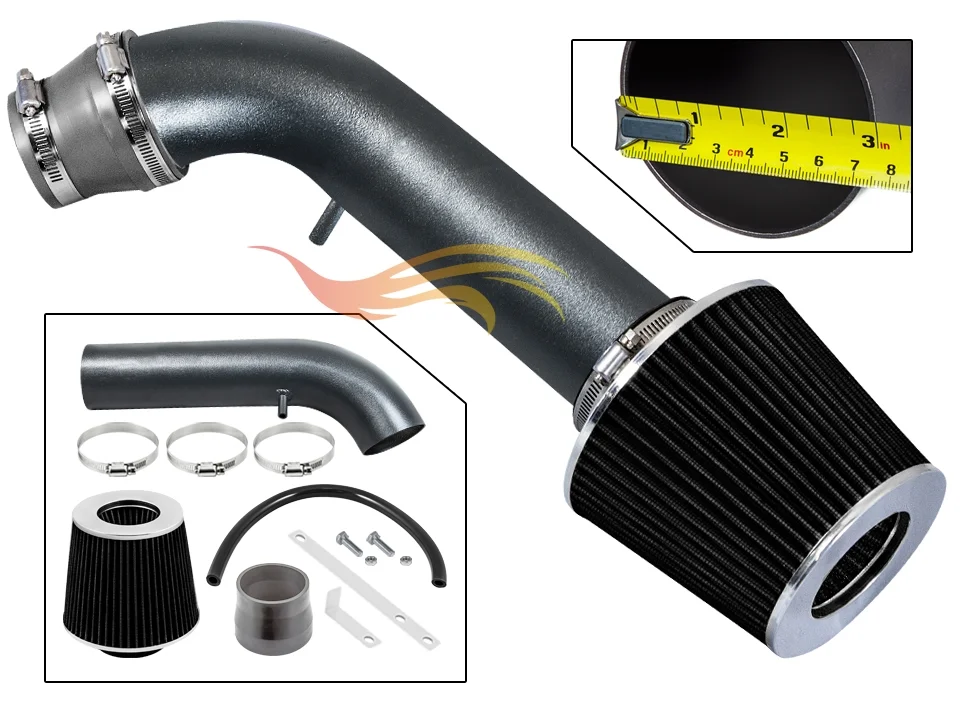 RW SERIES - MATTE BLACK PIPE GRAY - SHORT RAM INTAKE Compatible For 94-95 HONDA PASSPORT/RODEO 3.2L SOHC