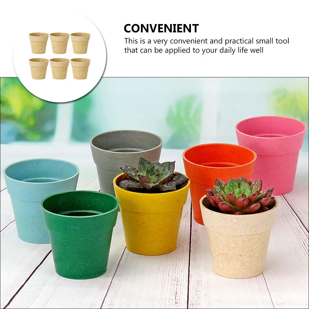 Plant Fiber Flowerpots Holders Small Decorative Watering Breathable Degradable Fibres 6 Pcs