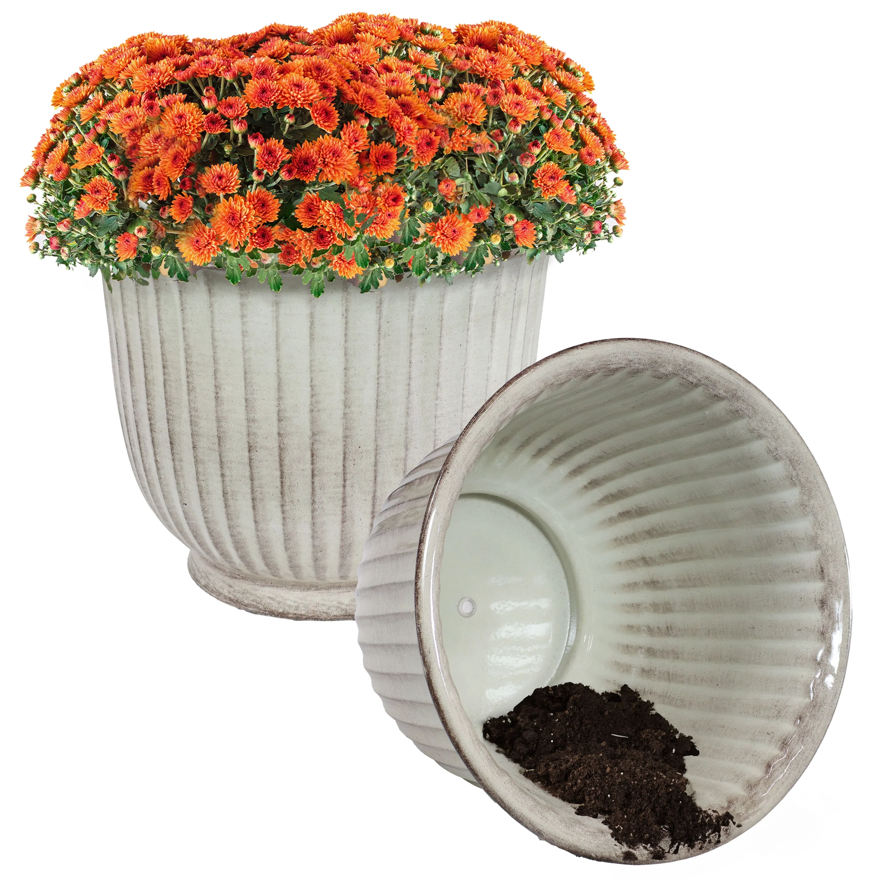Sunnydaze Carlotta Indoor/Outdoor Metal Plant Pots - 14.75
