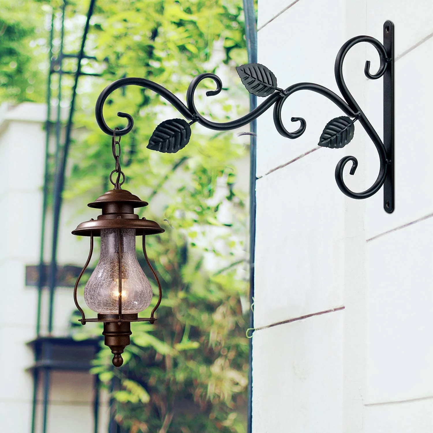 wileqep Hangers Outdoor Hooks for Wall/Fence Hanging Planters Outside Flower Pot Hanging Basket Brackets Cast Iron Hanger for Lantern/Bird Feeder