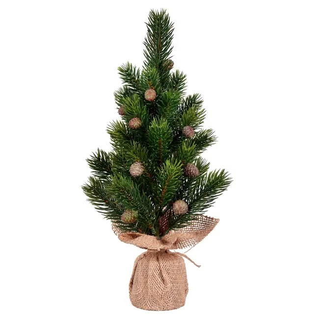 15 in. Spruce Sapling Tree Cone Burlap - 2 Piece