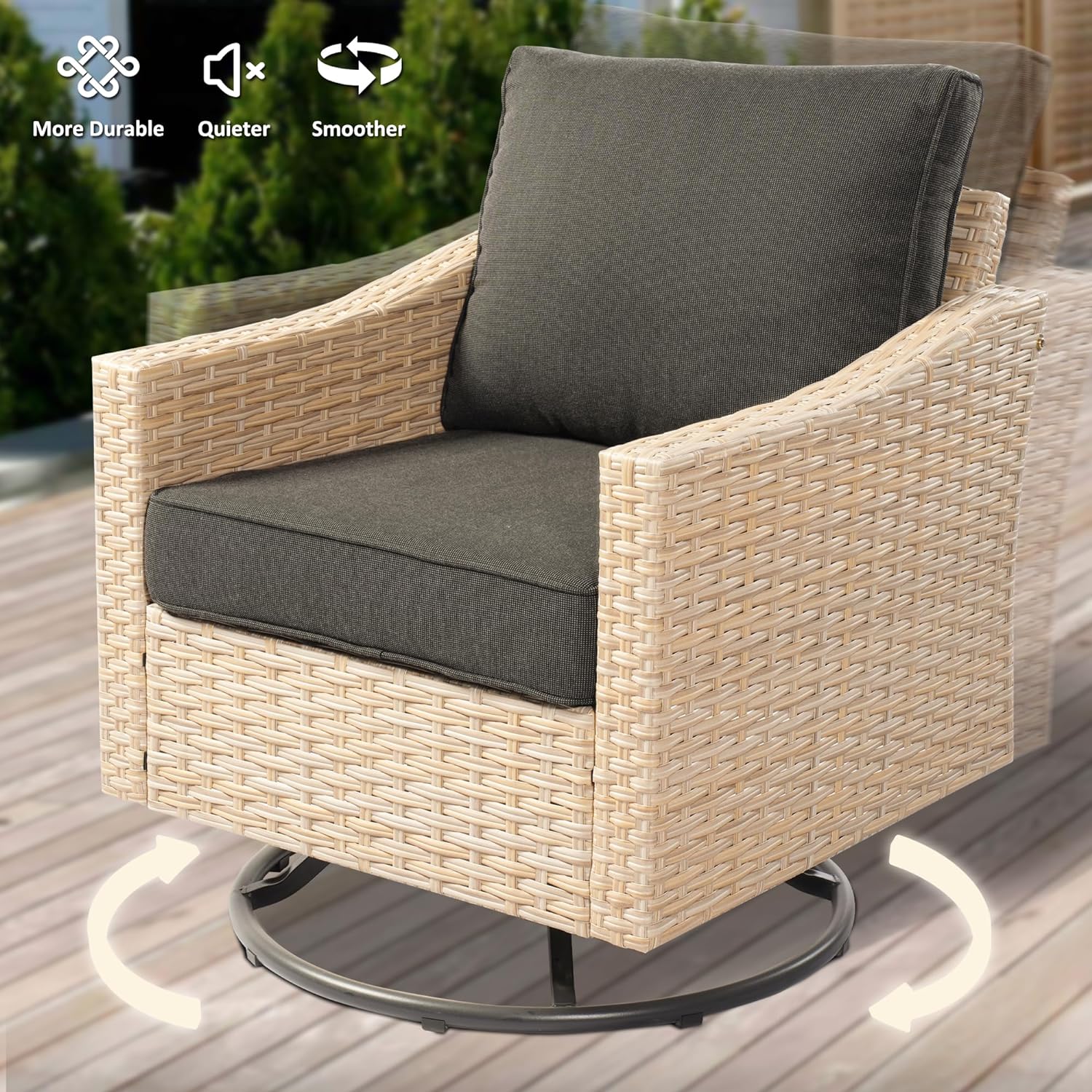 Dina 3 Pieces Outdoor Furniture Set Patio Bistro Rocking Chairs with Glass Side Table for Pool Beach Backyard Balcony Porch Deck Garden(Green)