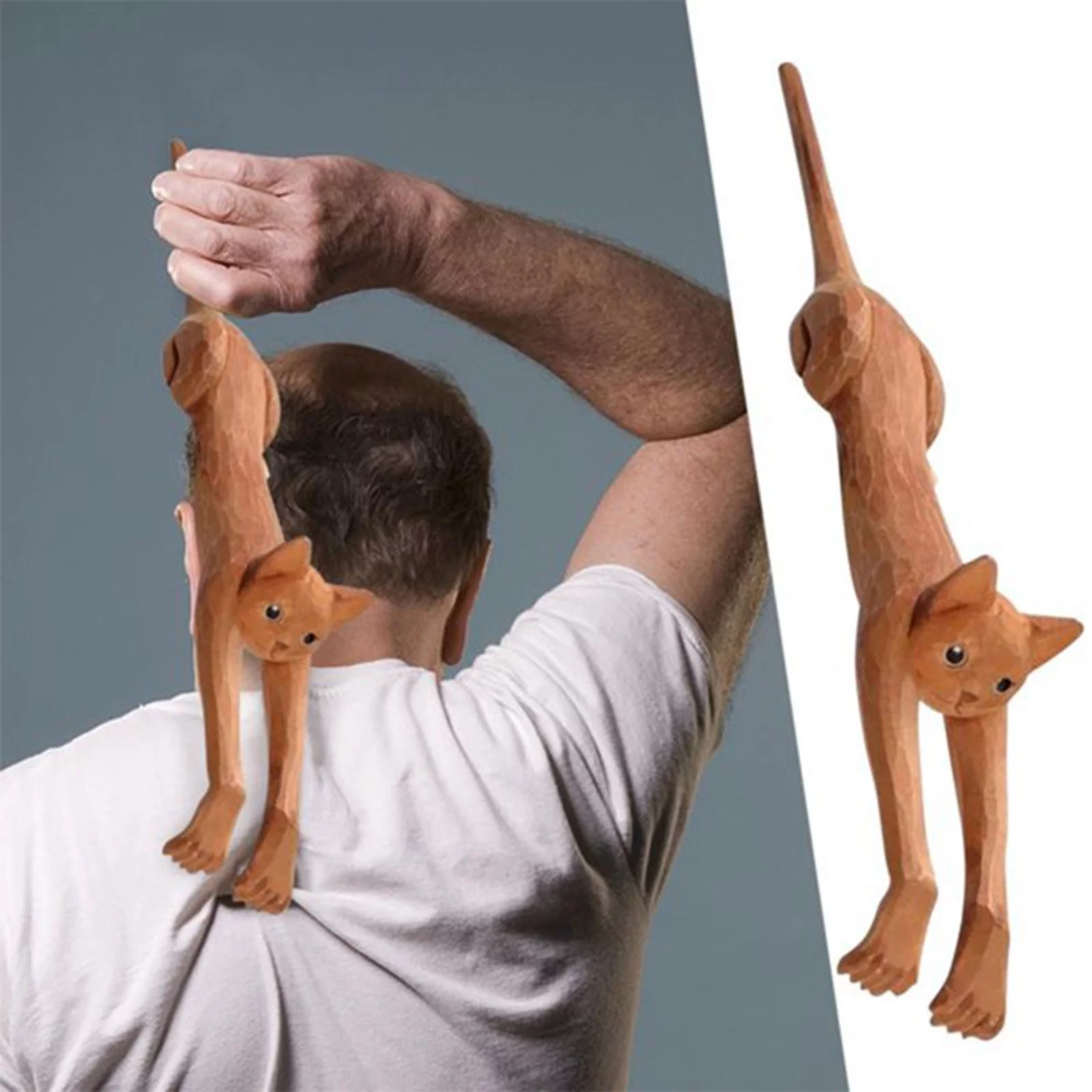 NLLSHGJ Back Cat Scratcher Long Handle Back Rake Wooden Massage Scratcher Massager