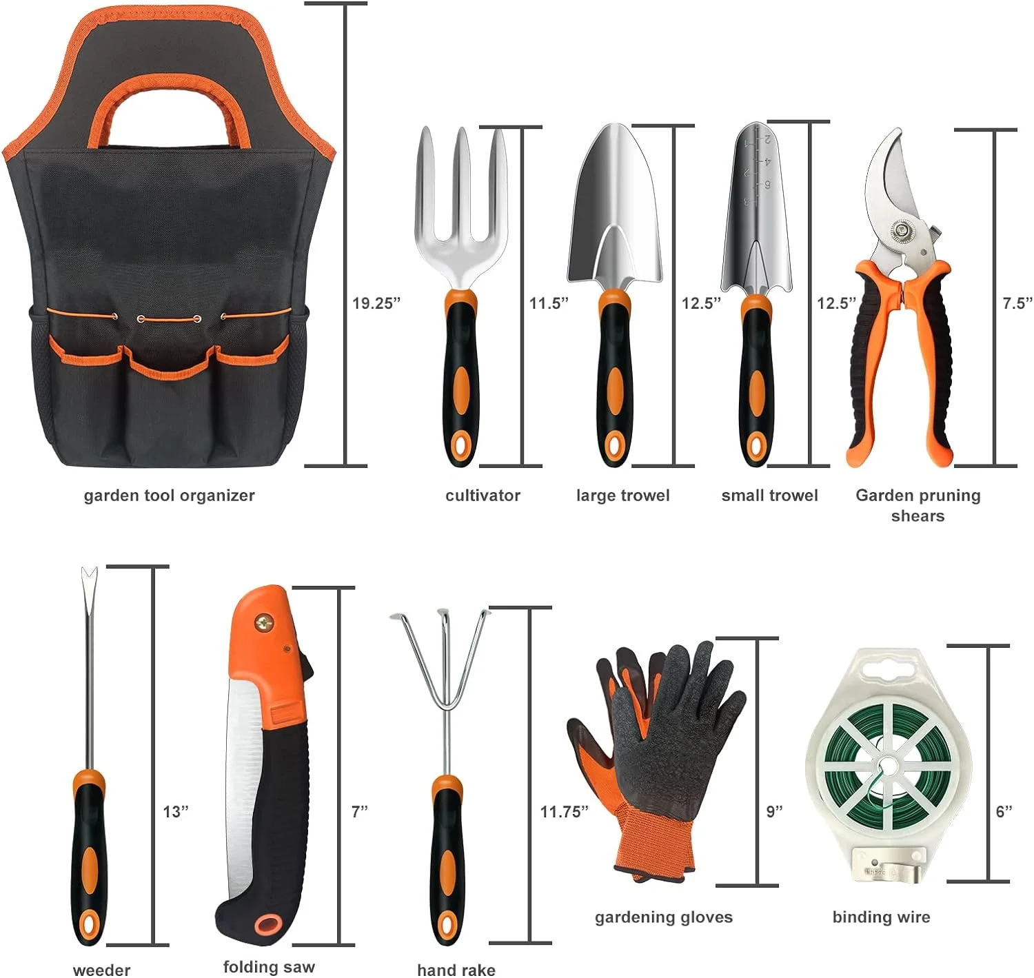 z Gardening Tools 10PCS Stainless Steel Heavy Duty Garden Tool Set Non-Slip Ergonomic Handle and Outdoor Garden Shovel with Storage Gardening Kit Gardening Gifts for Women and Men