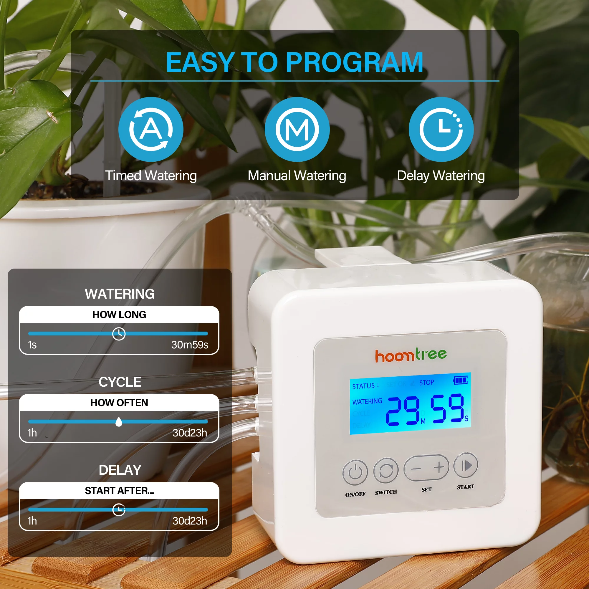 HOOMTREE Automatic Watering System for Potted Plants, House Plants Drip Irrigation Kit, Automatic Plant Waterer with Smart Programmable Timer, Ideal for Indoor Plants While on Vacation