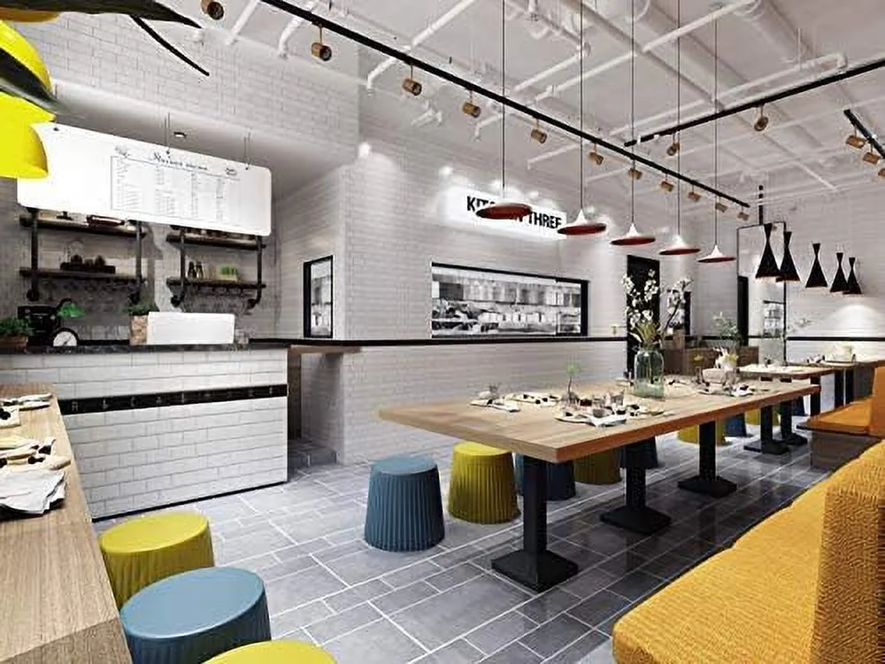 OUWI Armless Side Ottoman Indoor or Outdoor Plastic Multifunctional Dining Chair End Table, Yellow