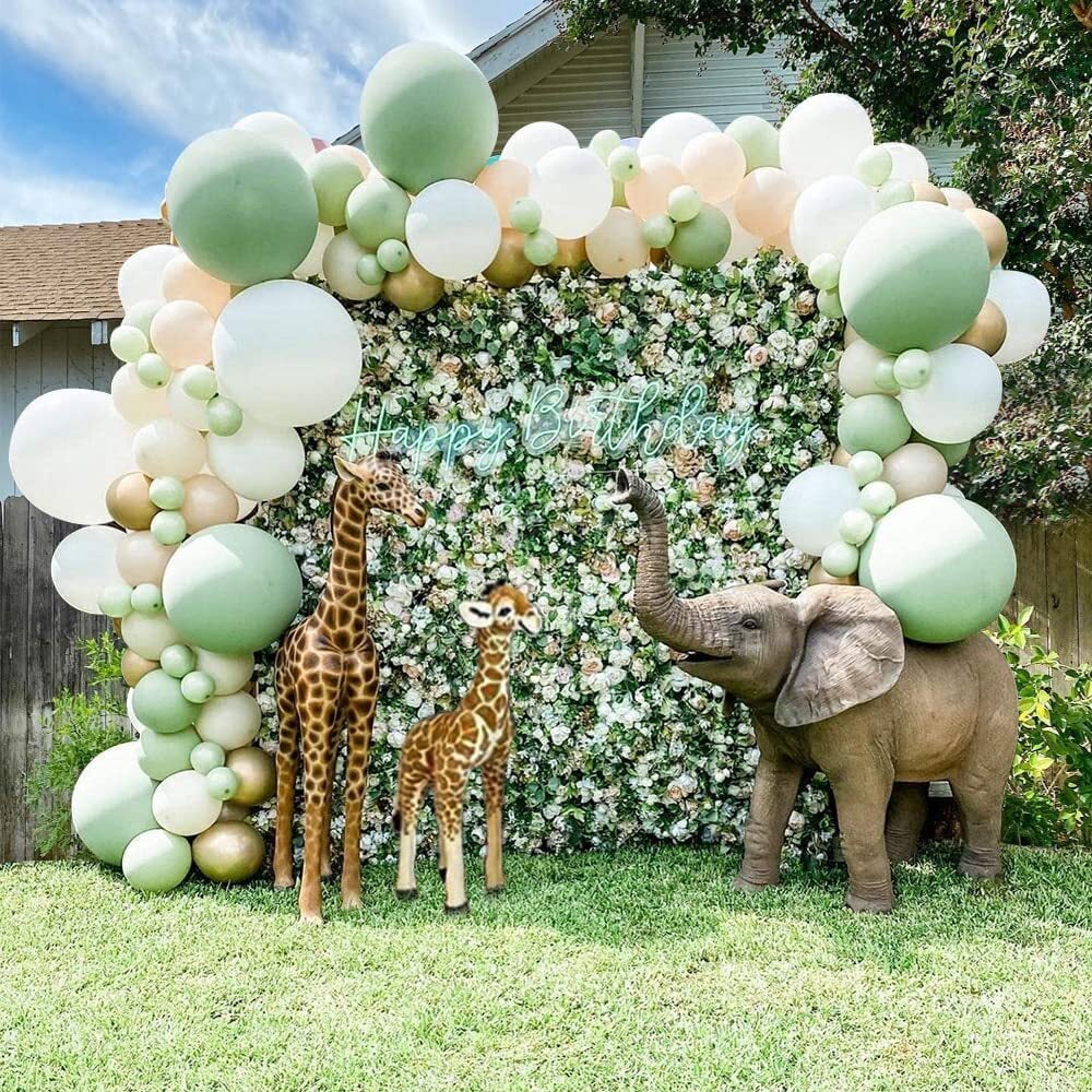 YANSION Balloon Arch Sage Green, Balloon Garland Arch Kit Avocado Green Mint Green White Gold Latex Balloons Pack 103pcs for Birthday Baby Shower Wedding Jungle Safari Party Graduation Decorations