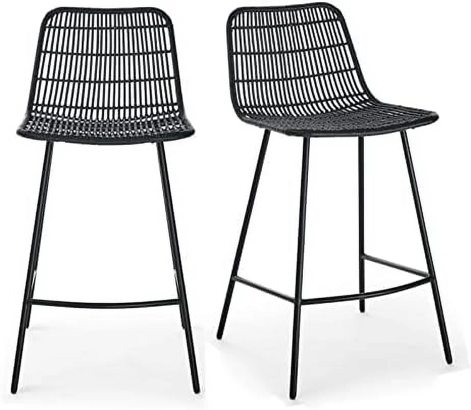 GFVCNIO Rattan Chair   Mid Century Modern Dining Stools  Rattan Wicker High Back Chair