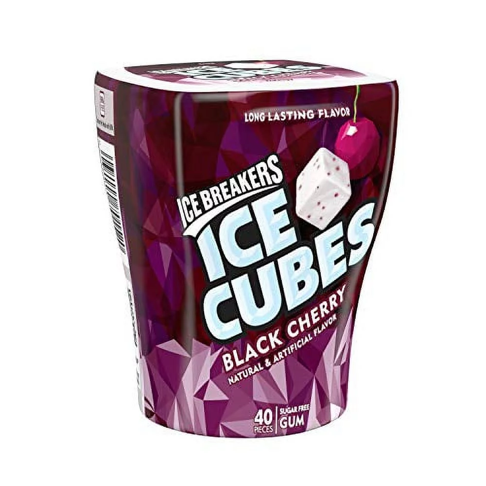 Gum Ice Cubes Black Cherry Chewing Gum, 3.24 Ounce