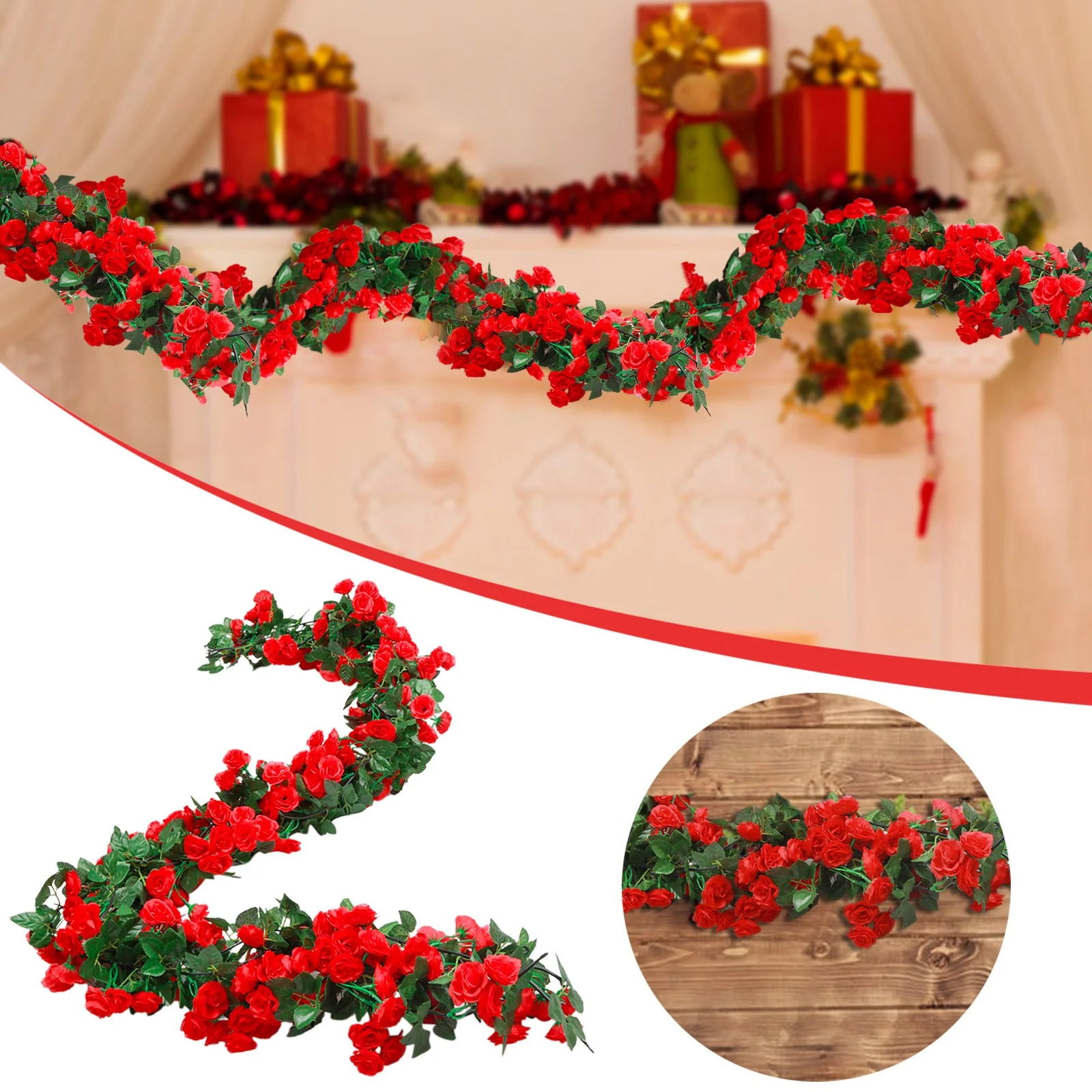 MVNSFEW Geraniums Artificial Flowers Realistic 1 Piece 5.9 Foot False Rose Vine Artificial Flower Hanging Rose Ring Home Hotel Office Wedding Party Garden Arts and C
