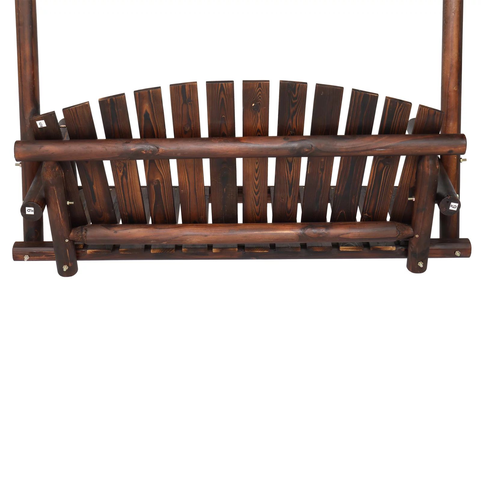 6.5ft Rustic Loveseat Swing Chair with Stand, 2 Person Carbonized Outdoor Patio Garden Porch Swing
