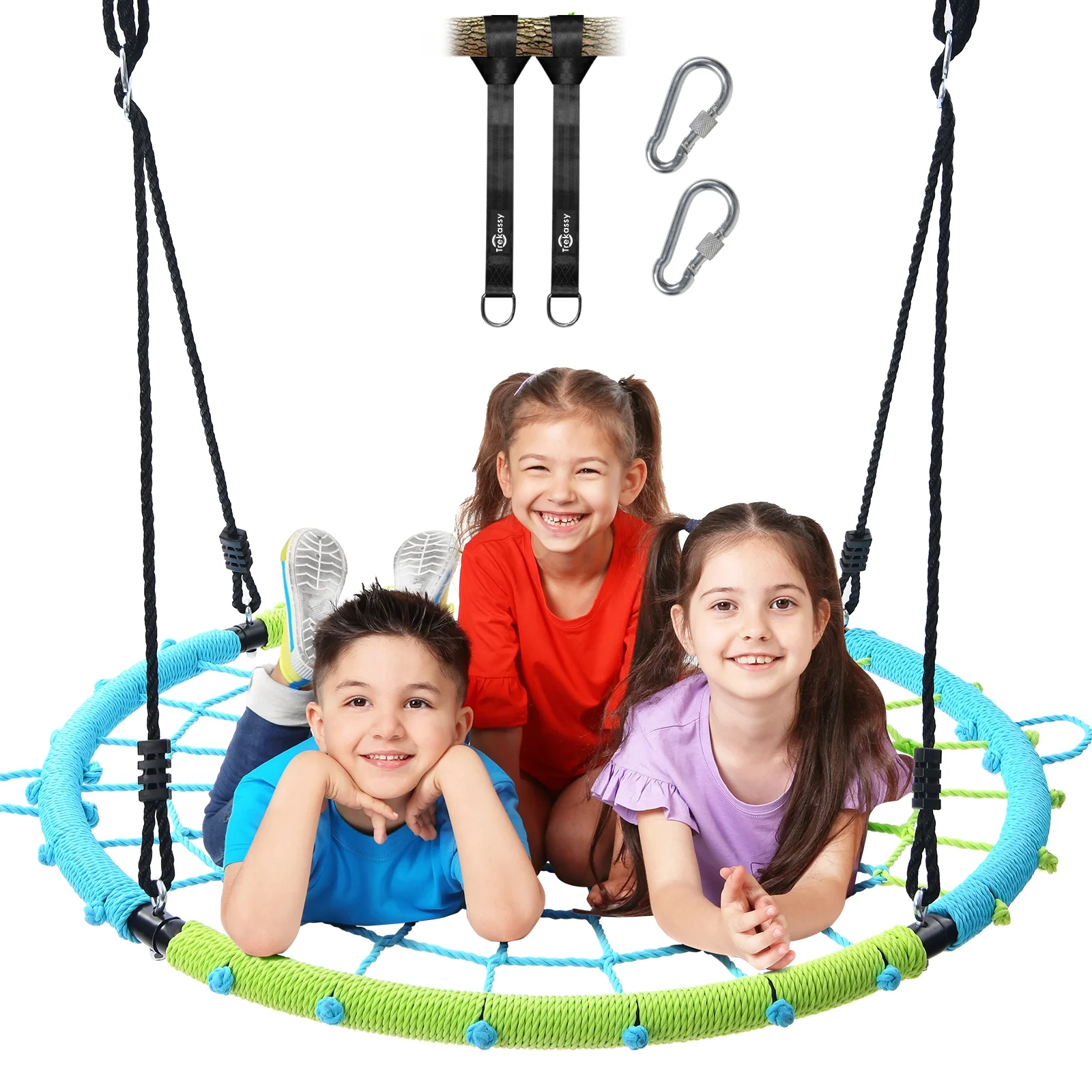 TREKASSY 750lb Spider Web Saucer Swing 40 inch for Tree Kids with Steel Frame