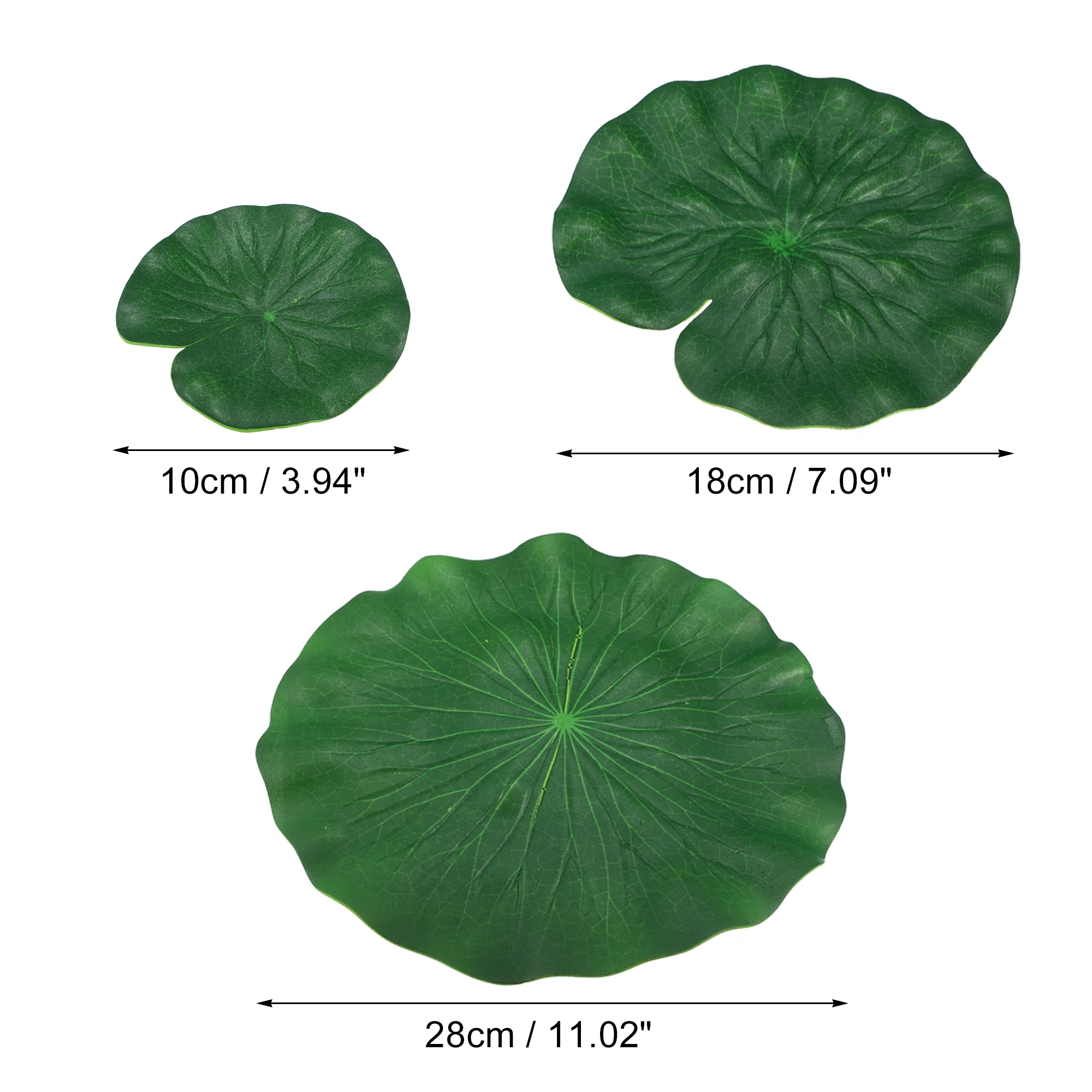 Unique Bargains 7pcs Garden Ponds Pool Decoration Artificial Lotus Leaves Green 3.9