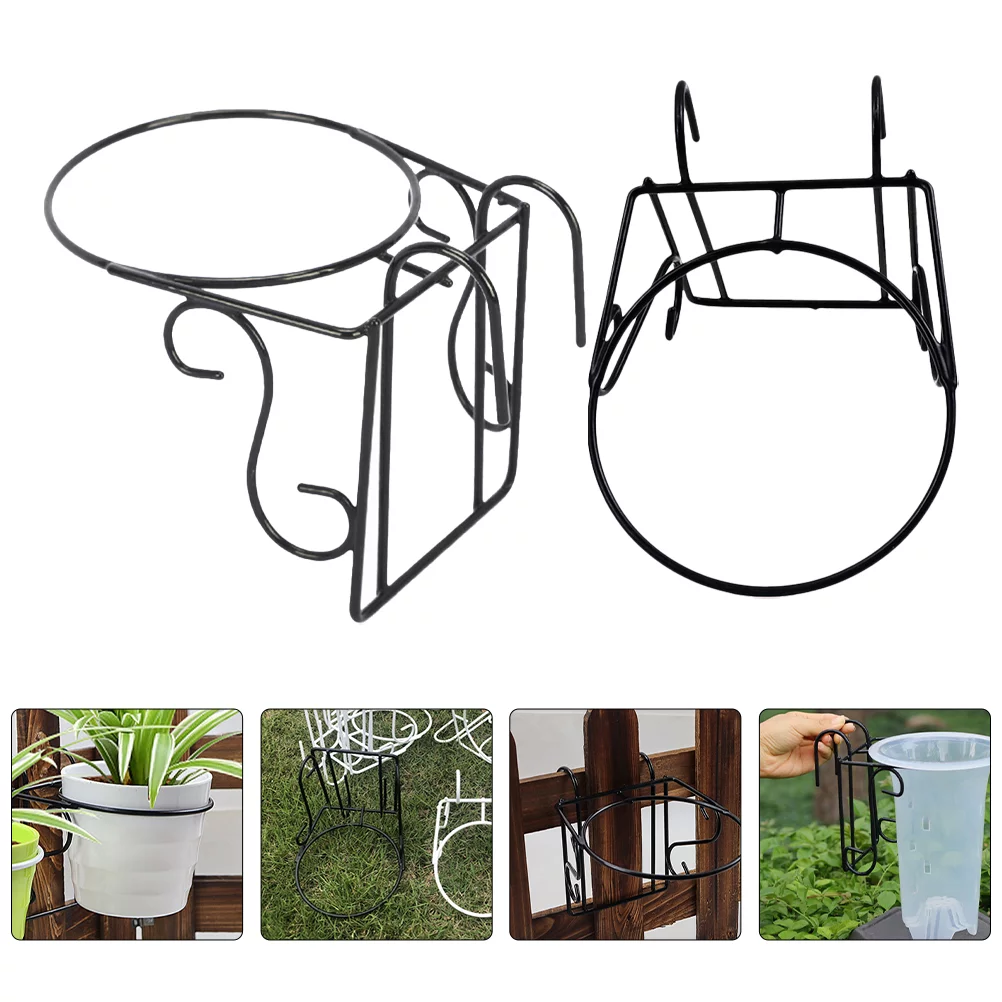 Gongxipen 2pcs Rail Planter Baskets Flower Pot Hanging Rack Railing Hanging Flowerpot Stand