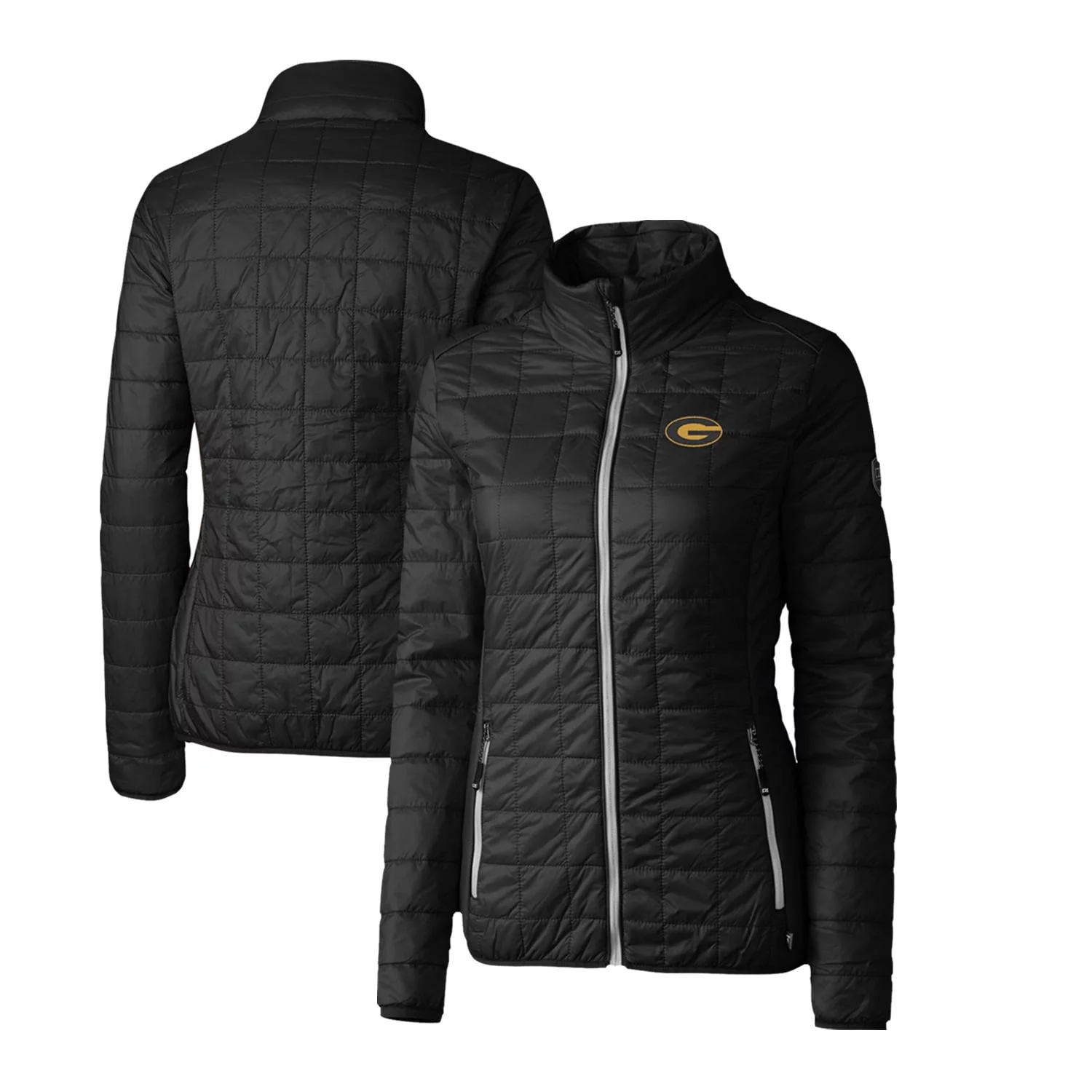 Women's Cutter & Buck Black Grambling Tigers Rainier Eco Insulated Puffer Full-Zip Jacket