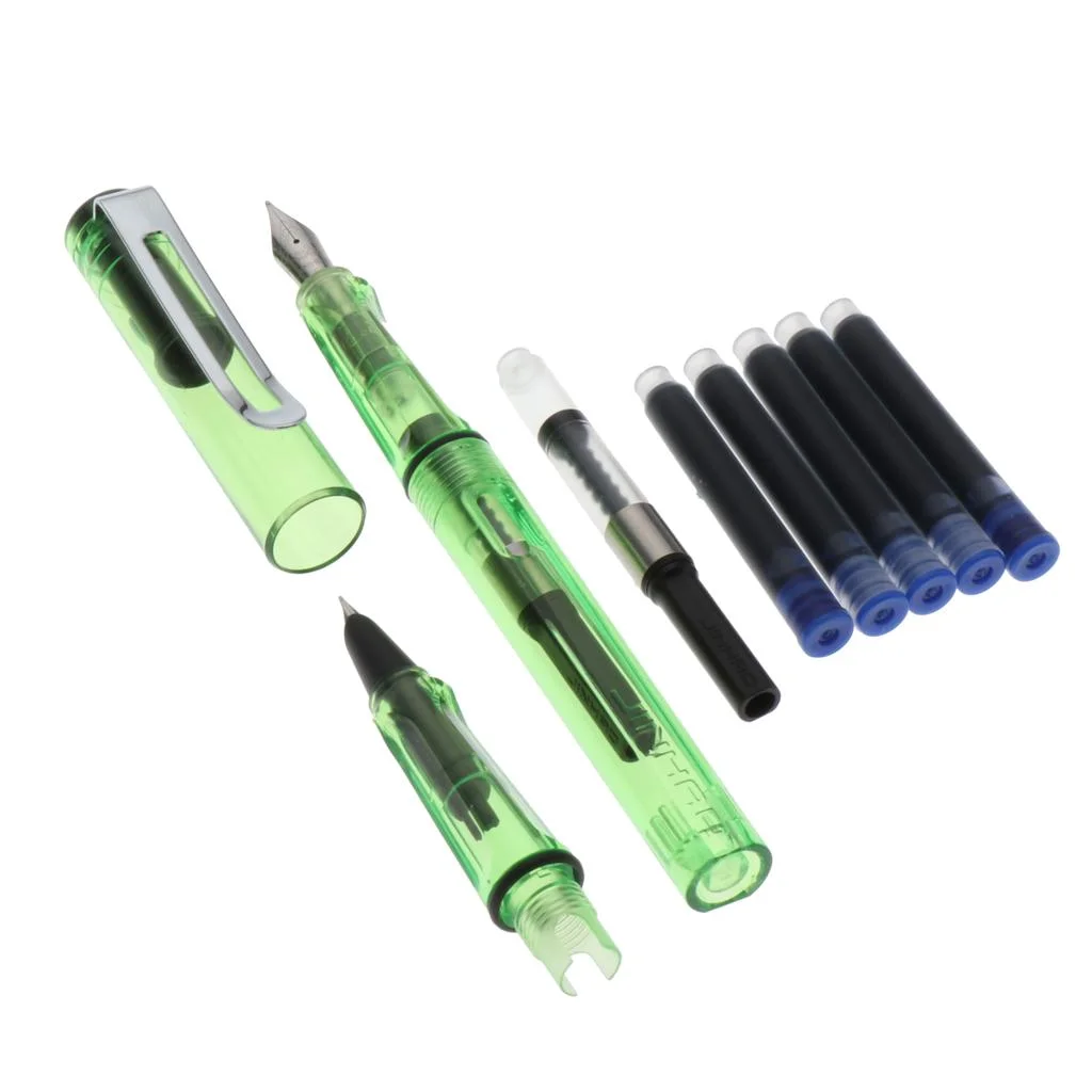 Transparent Clear Acrylic Fountain Pen Smooth Fine Nib 0.5 mm 0.