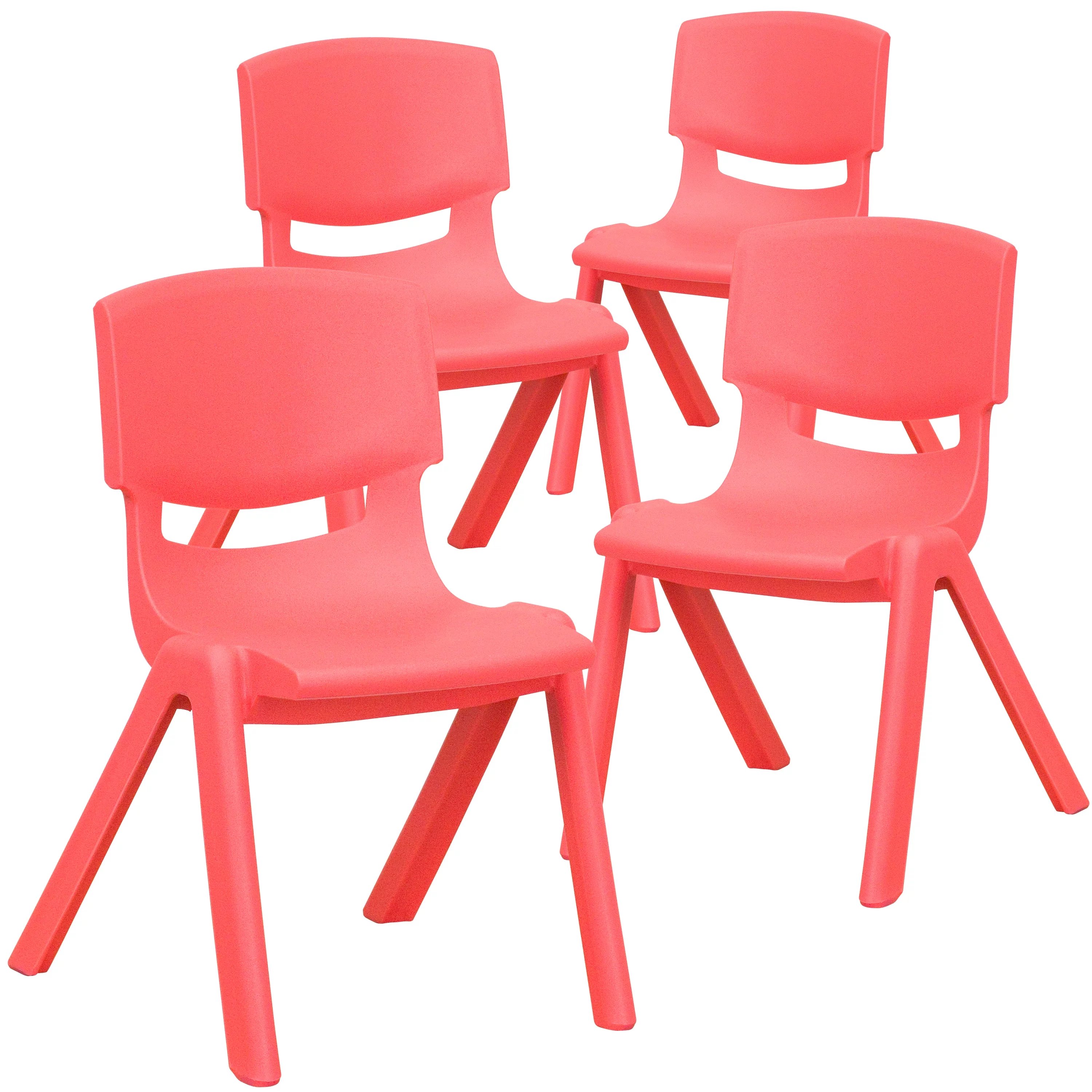 Emma + Oliver 4 Pack Green Plastic Stack School Chair with 12