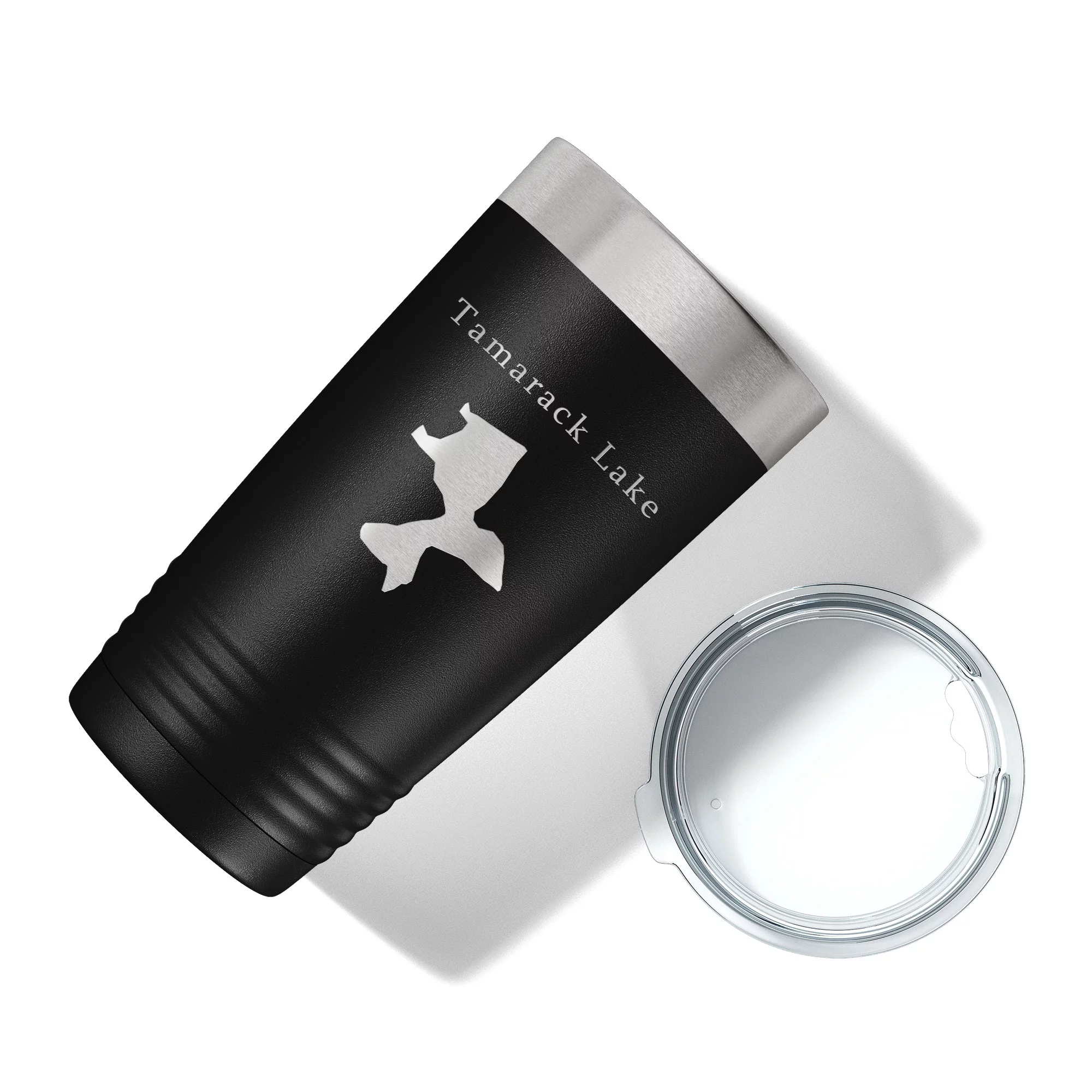 Tamarack Lake Map Tumbler Travel Mug Insulated Laser Engraved Coffee Cup Pinckney Huron River Chain of Lakes Michigan 20 oz Black