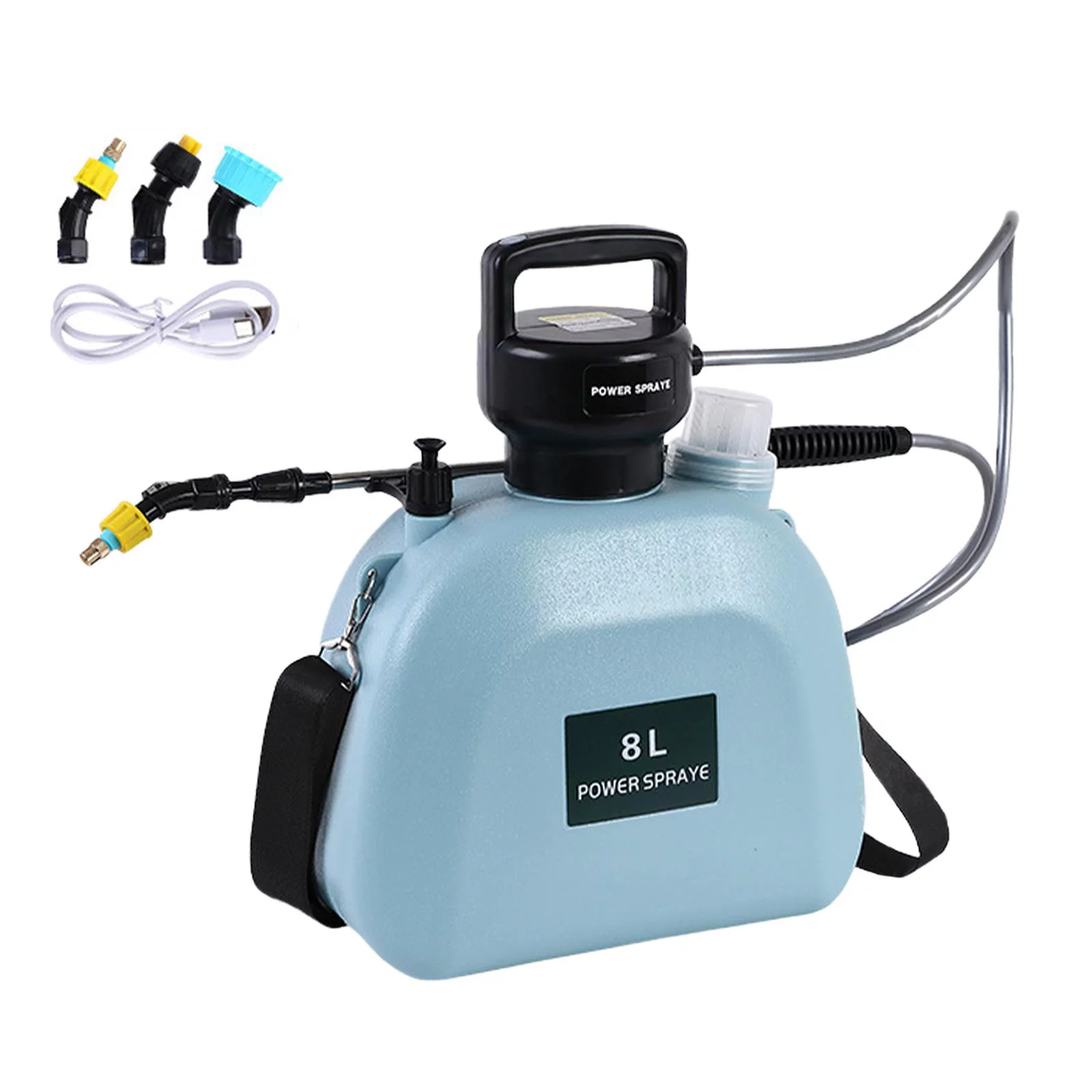Cordless Pump Sprayer 3.8W Water Sprayer Bottle Mist Spray Gardening Can for Home Spraying Gardening Living Room Fertilizing Blue 8L