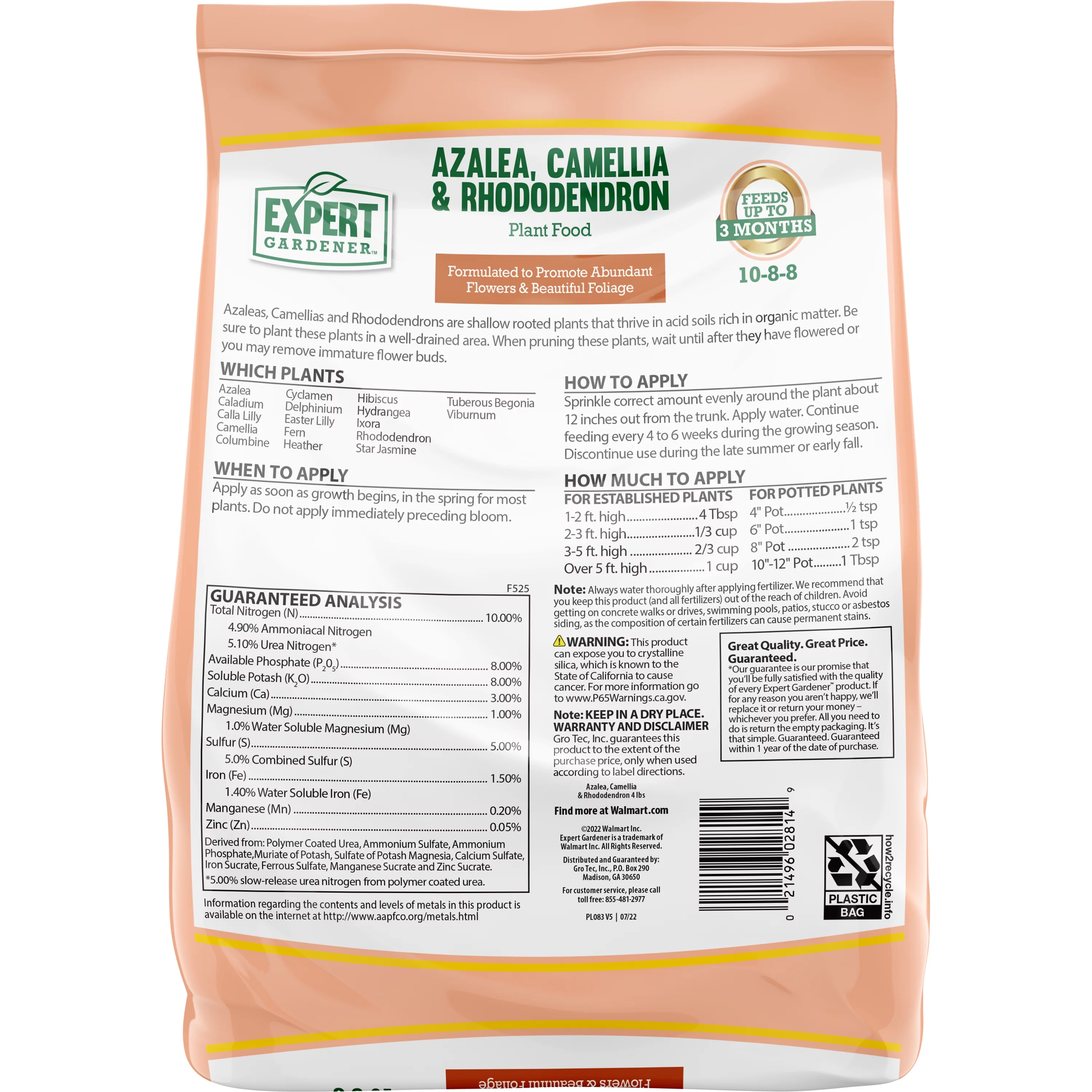 Expert Gardener Azalea, Camellia & Rhododendron Plant Food Fertilizer 10-8-8, 4 lb.