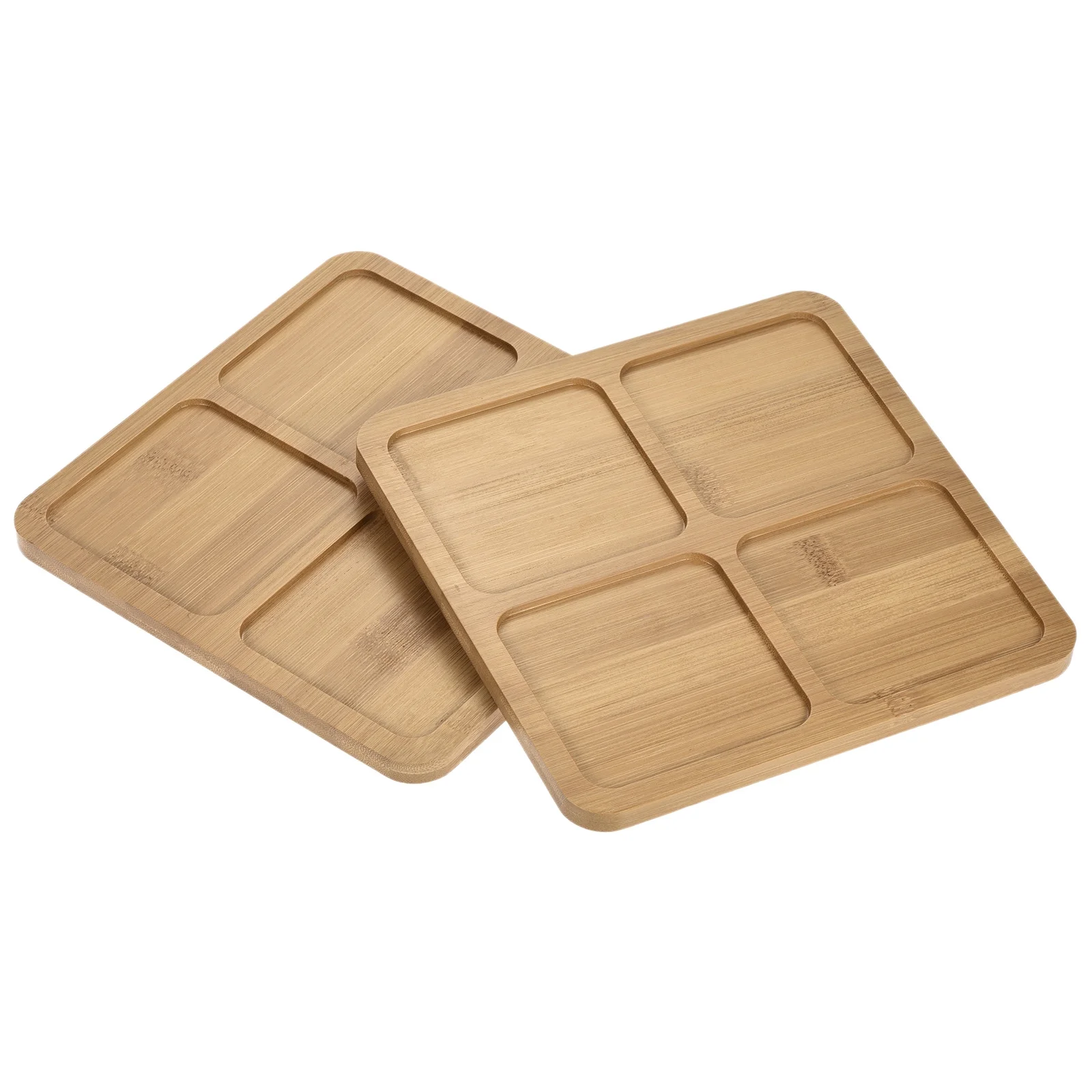 Uxcell 19cm Bamboo Square Lattice Plant Pot Saucer Flower Drip Tray, 2 Pack