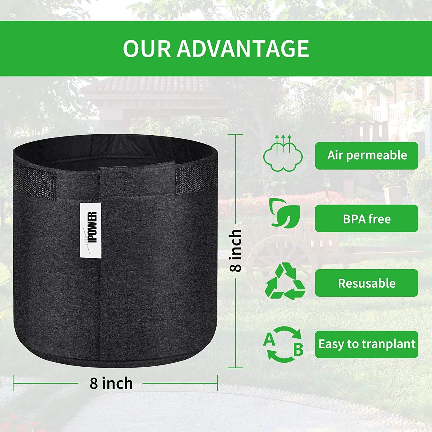 iPower 5-Pack 2-Gallon Grow Bags Fabric Pots Non-woven Plant Container