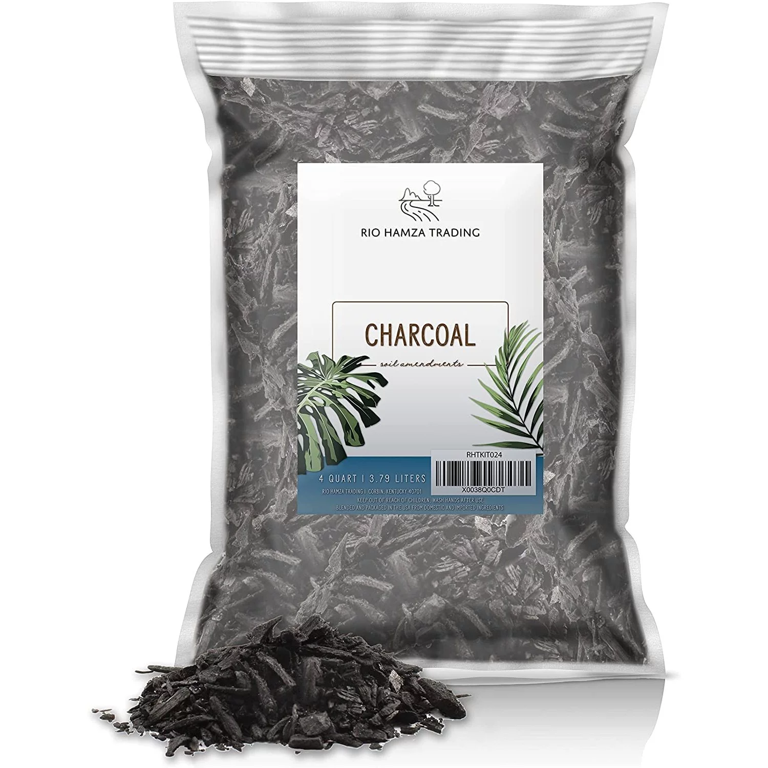 Horticultural Charcoal, 100% All Natural Hardwood Charcoal, PP for Soil Amendment, Orchids, Terrariums, and Gardening (4 qt)