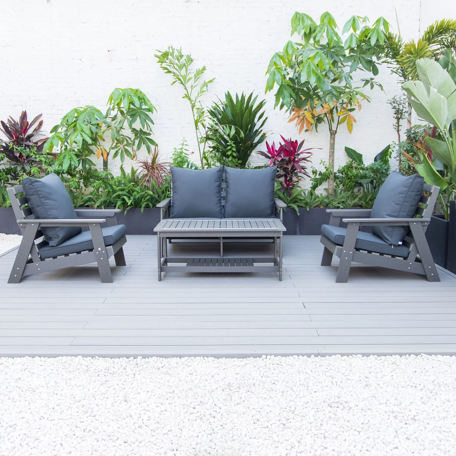 HomeStock Tuscan Temptations Poly Lumber 4-Piece Weather Resistant Patio Conversation Set