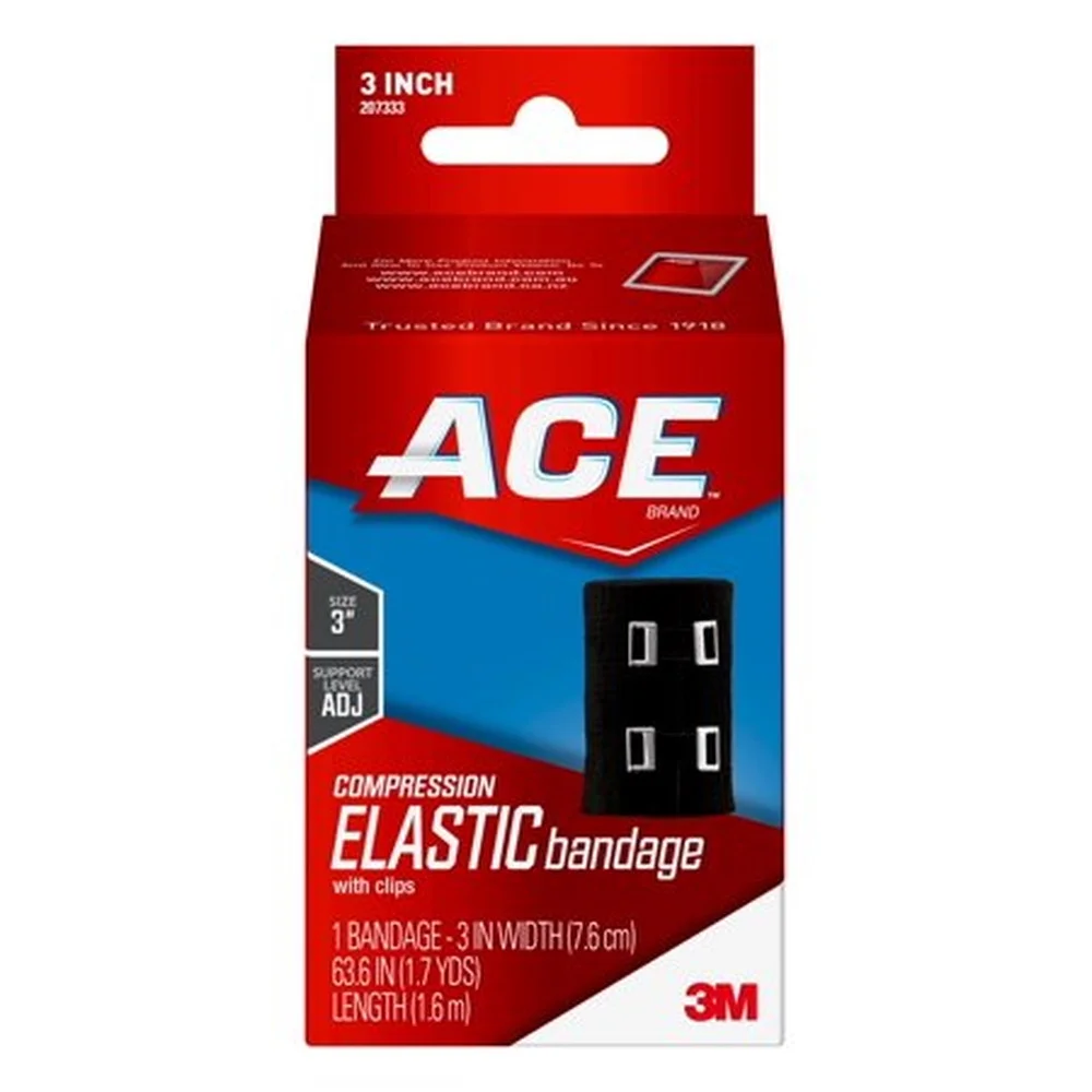 Ace Compression Elastic Bandage with Clips 3 Inch 1 Each by Ace (Pack of 6)