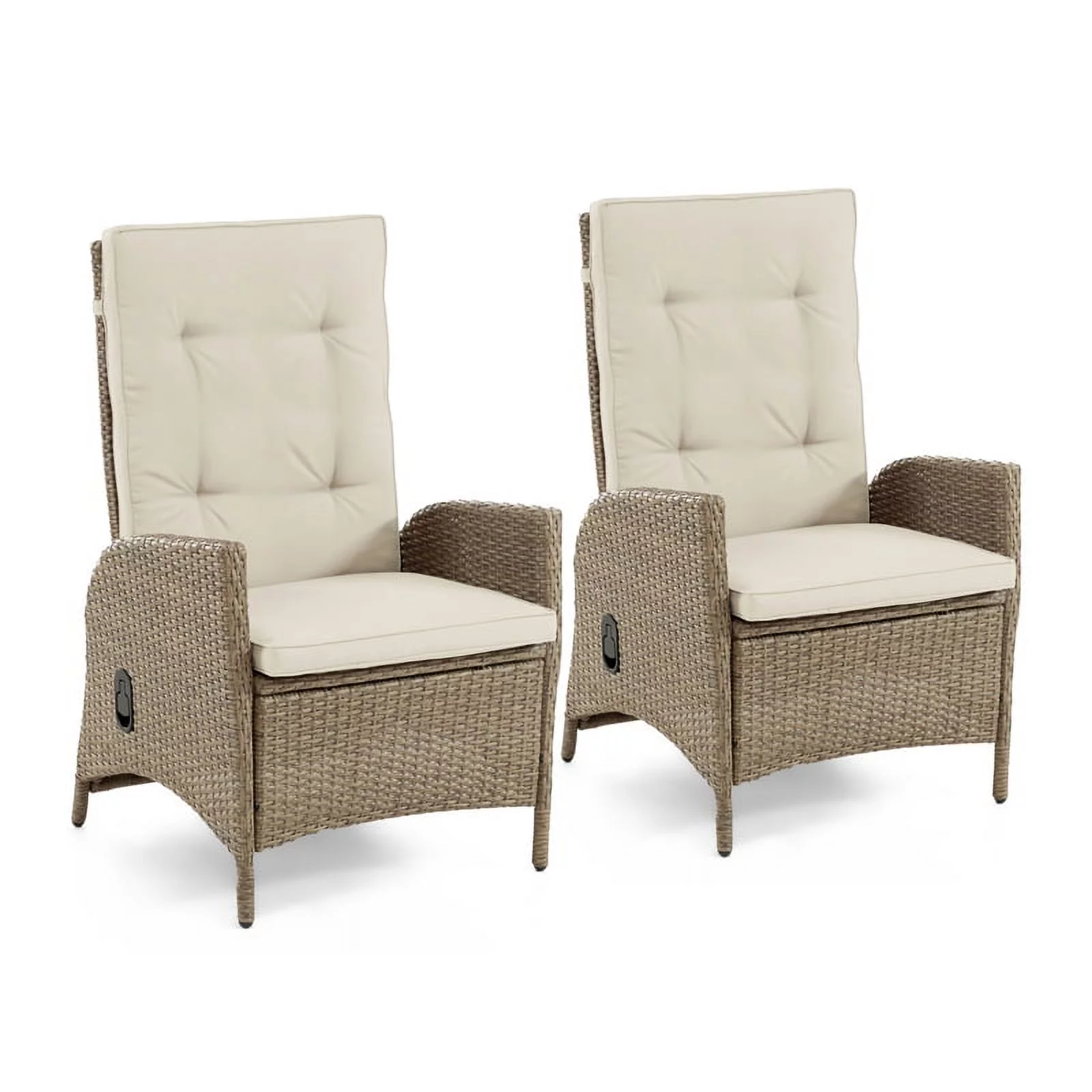 Afuera Living Outdoor Aluminum Polyrattan Reclining Chair in Beige