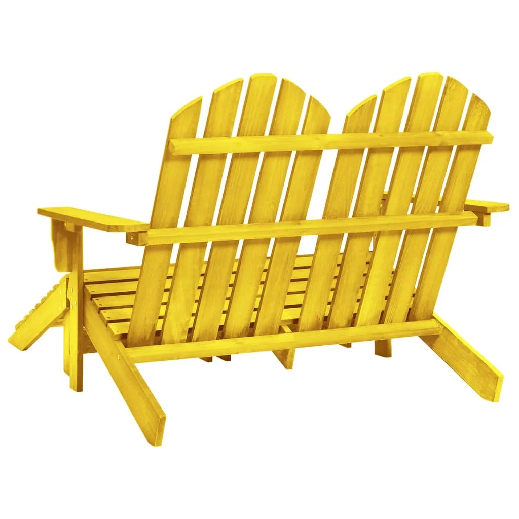 OWSOO 2-Seater  Adirondack Chair & OttomanYellow Wood, Timeless Design, Weather Resistant