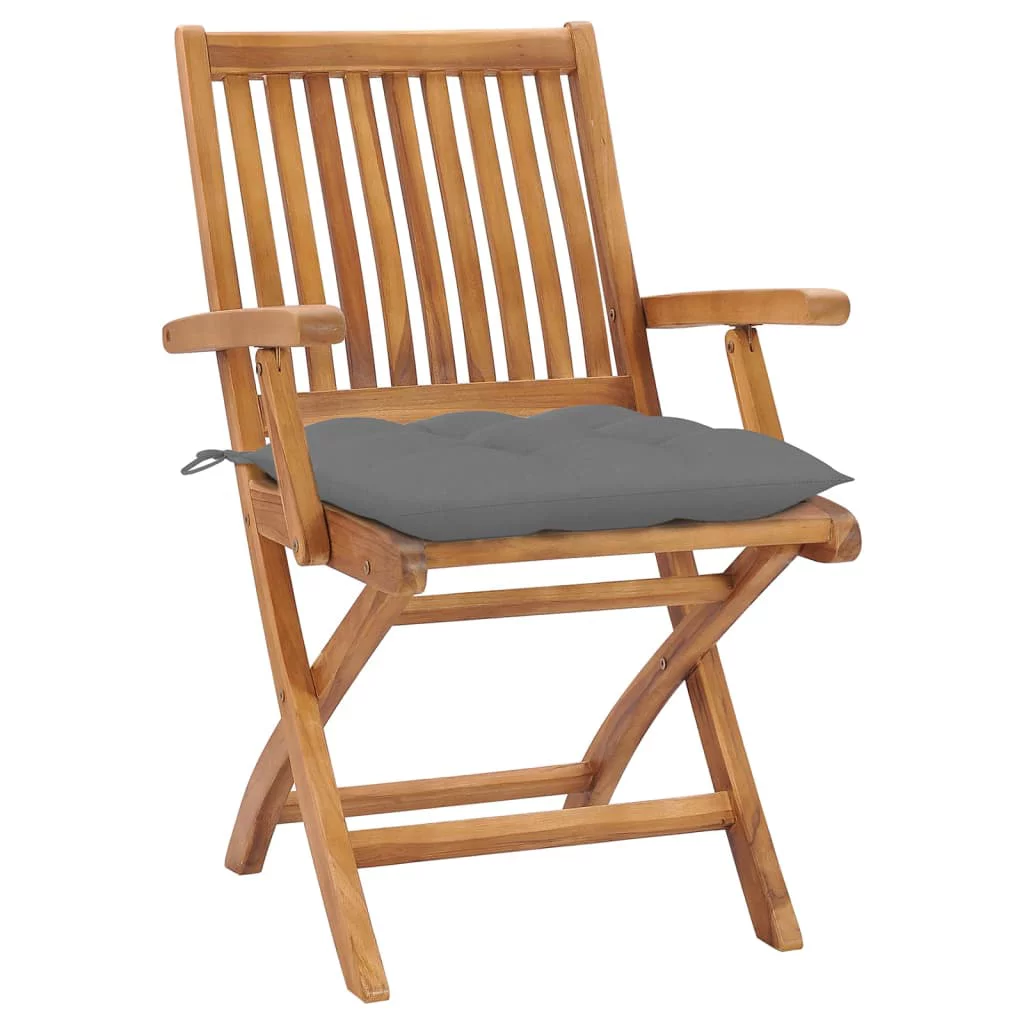 Anself Folding Patio Chairs with Cushions 4 pcs Solid Teak Wood