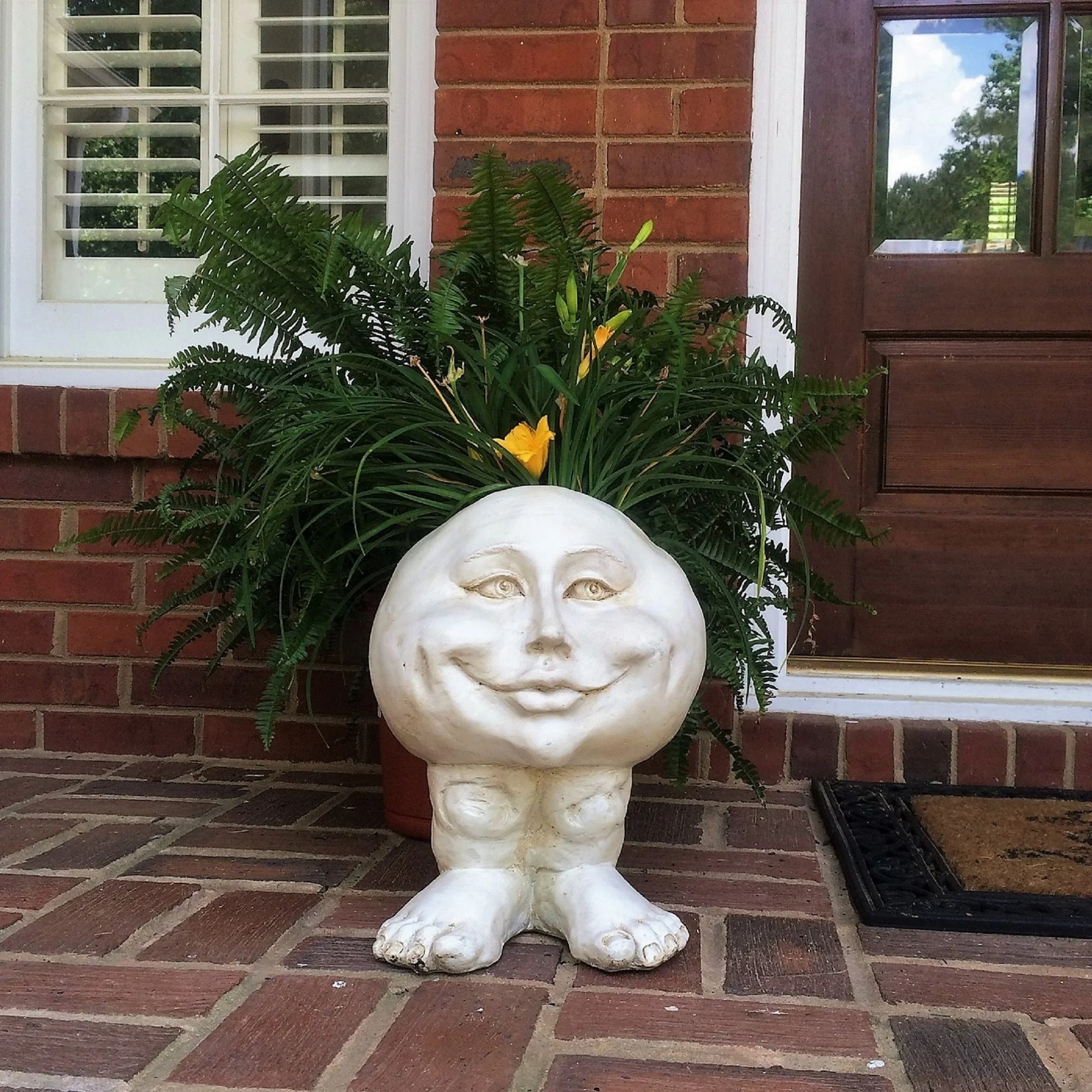 Homestyles Antique White Mama Petunia the Muggly Statue Humorous Face Planter Pot