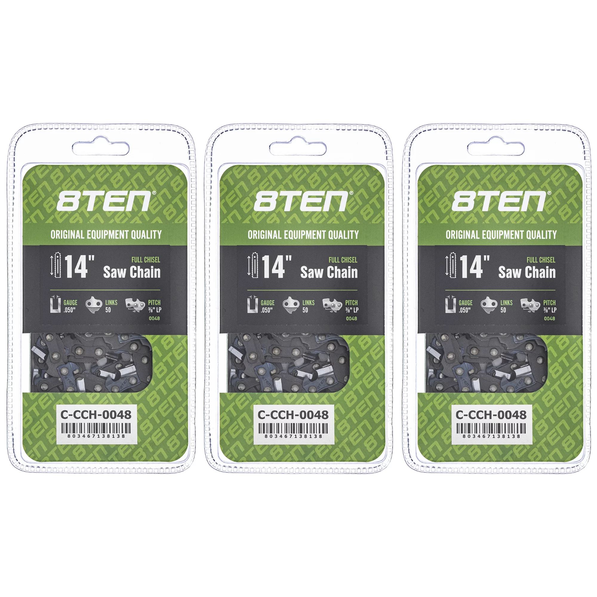 Full Chisel Chainsaw Chain 14 inch .050 3/8 LP 50 DL for Stihl Craftsman 3 Pack 810-CCC2260H