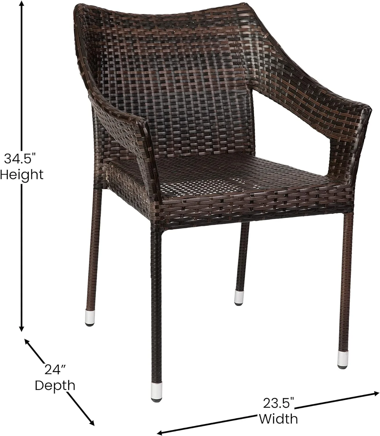 Grade Patio Chair, All Weather PE Rattan Wicker Stacking Patio Dining Chair, Espresso