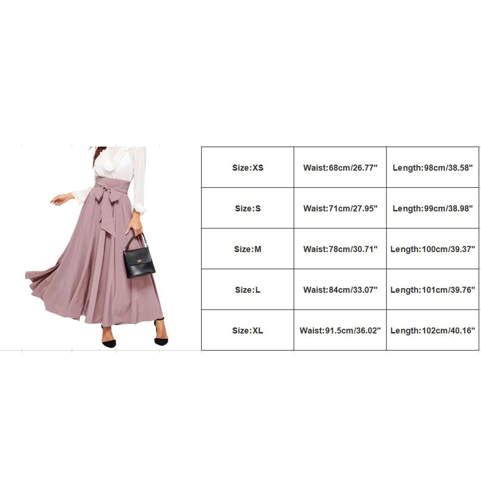Winter Skater Skirt Women'S Elegant High Waist Skirt Tie Front Pleated Maxi Skirts Skirt Hangers Wood