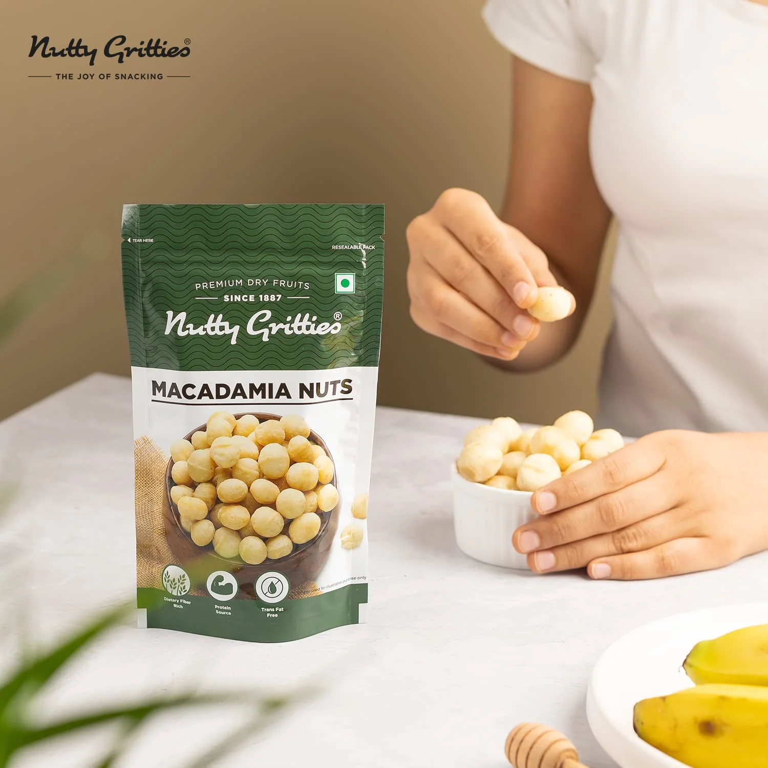 Nutty Gritties Premium Raw Macadamia Nuts 100G | Resealable Pouch