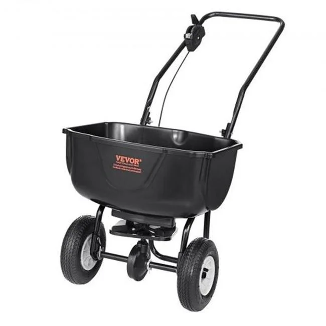 Vevor  60 lbs Walk-Behind Turf Broadcast Spreader with 8 in. Wheel Steel Push Fertilizer, Black