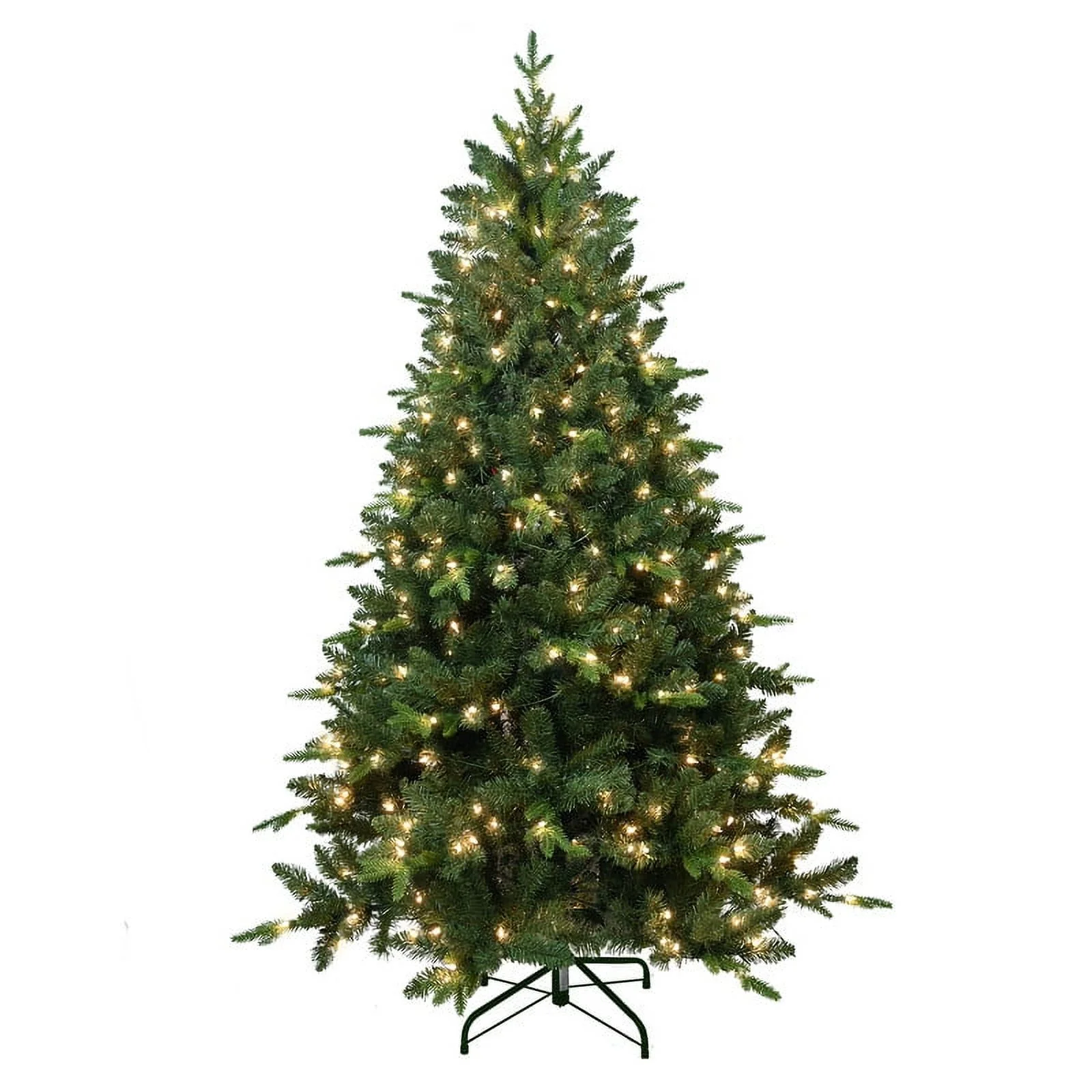 Lixhey Pre-lit Artificial Christmas Tree with Warm White Lights - Hinged Premium Spruce Fake Xmas Tree with PE&PVC Mixed Branch Tips, Foldable Base, for Home Party Decoration (6Ft)