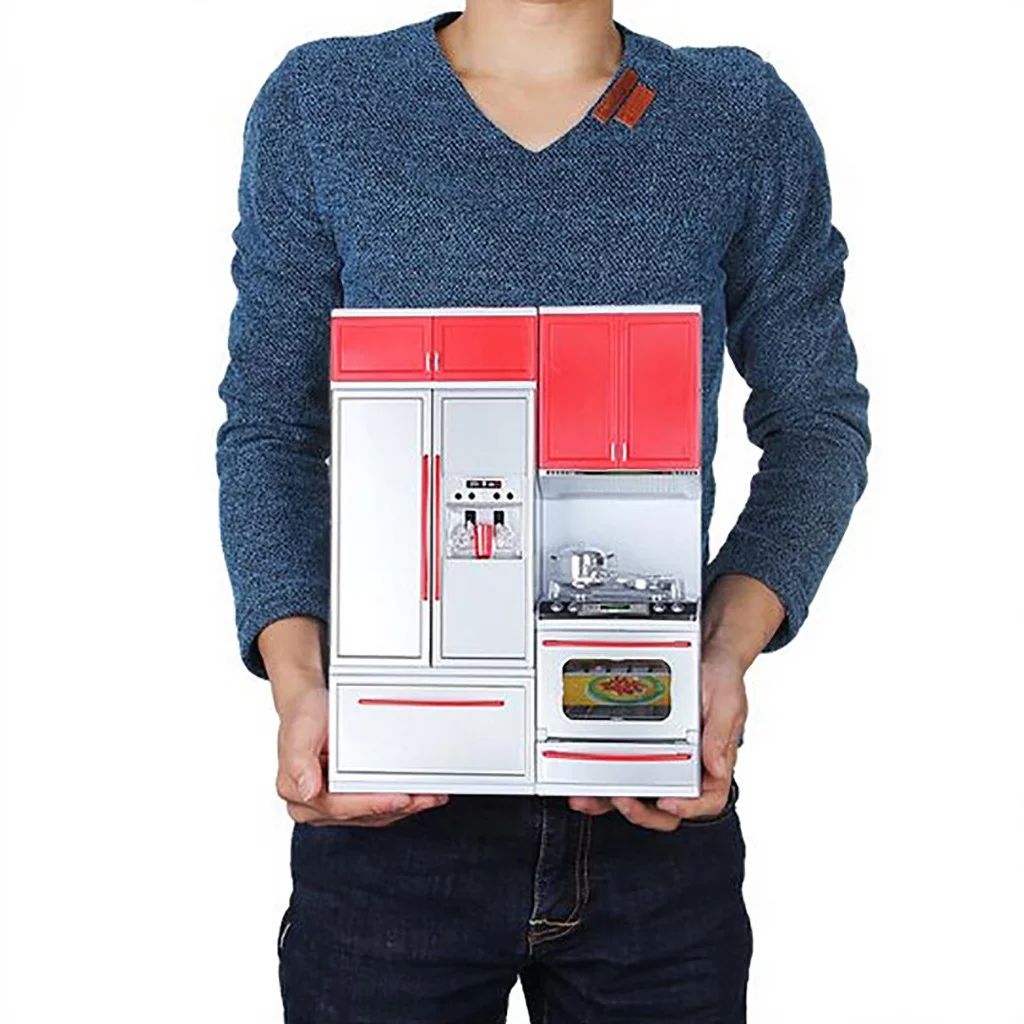 YHAIOGS New Red Mini Kitchen Pretend Play Cooking Set Cabinet STOve Girls TOy Gift