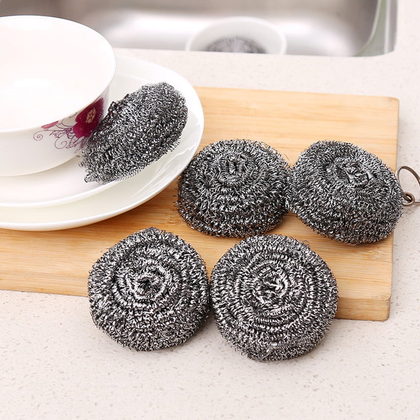 Gaiseeis 4PCS Stainless Steel Wire Ball kitchen Brush Dish Cleaning Tools Gray